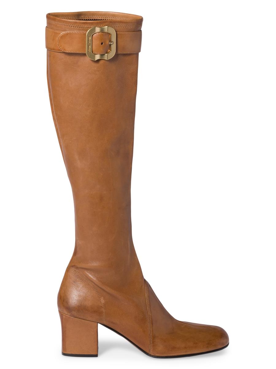 Miu Miu Nappa Leather Boots with Buckle | Saks Fifth Avenue