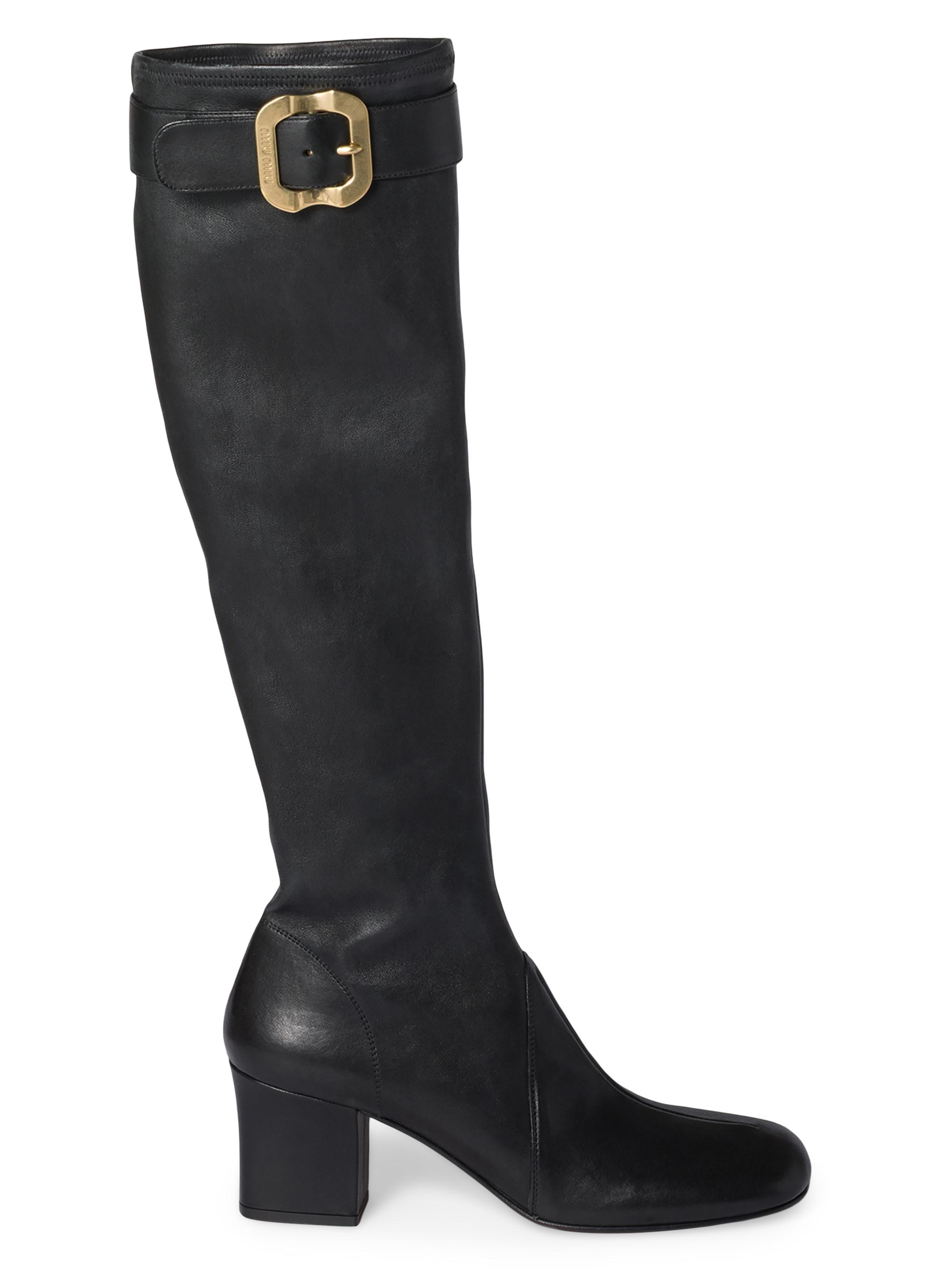 【AY】Miu Miu Leather Boots 38 Leather biker boots Miu Miu Black size 38 EU in Leather - 36991078