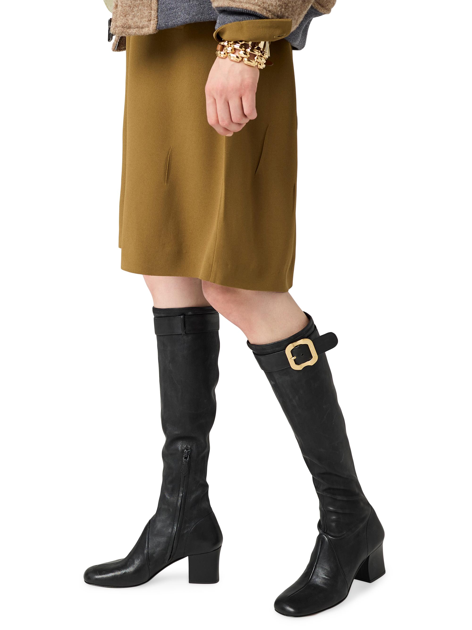 ミミ　ブラック Miu Miu Nappa Leather Boots with Buckle | Saks Fifth Avenue