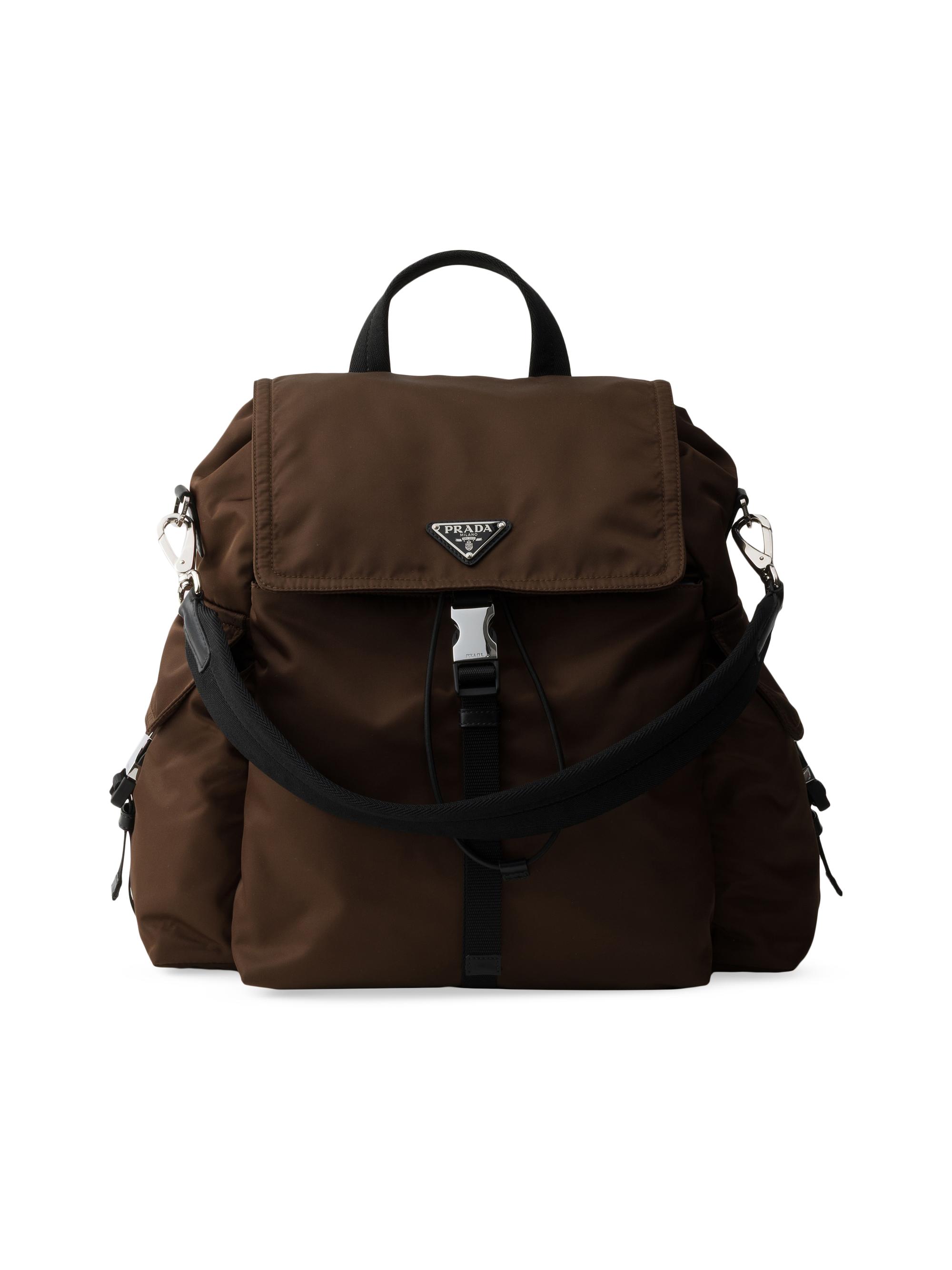 Prada Men's Explore Re-Nylon and Leather Backpack - Brown