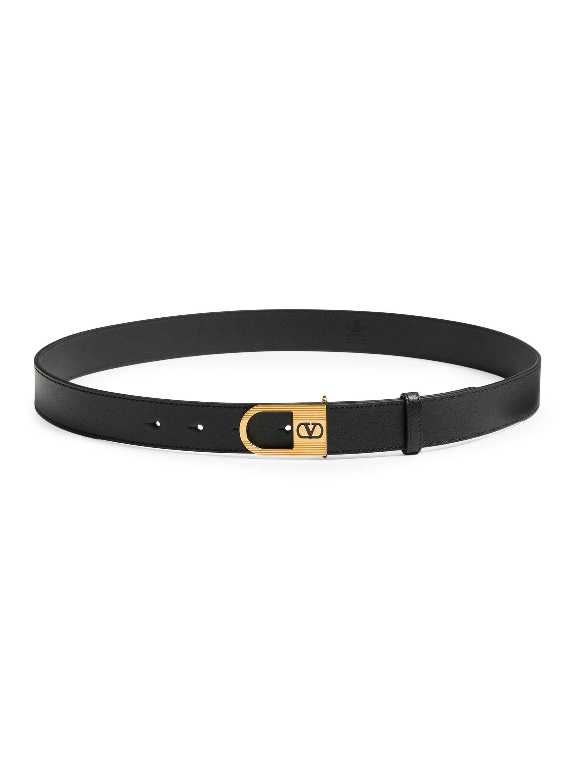 Valentino Garavani Women's Vlogo Signature Belt in Shiny Calfskin 30 MM - Black