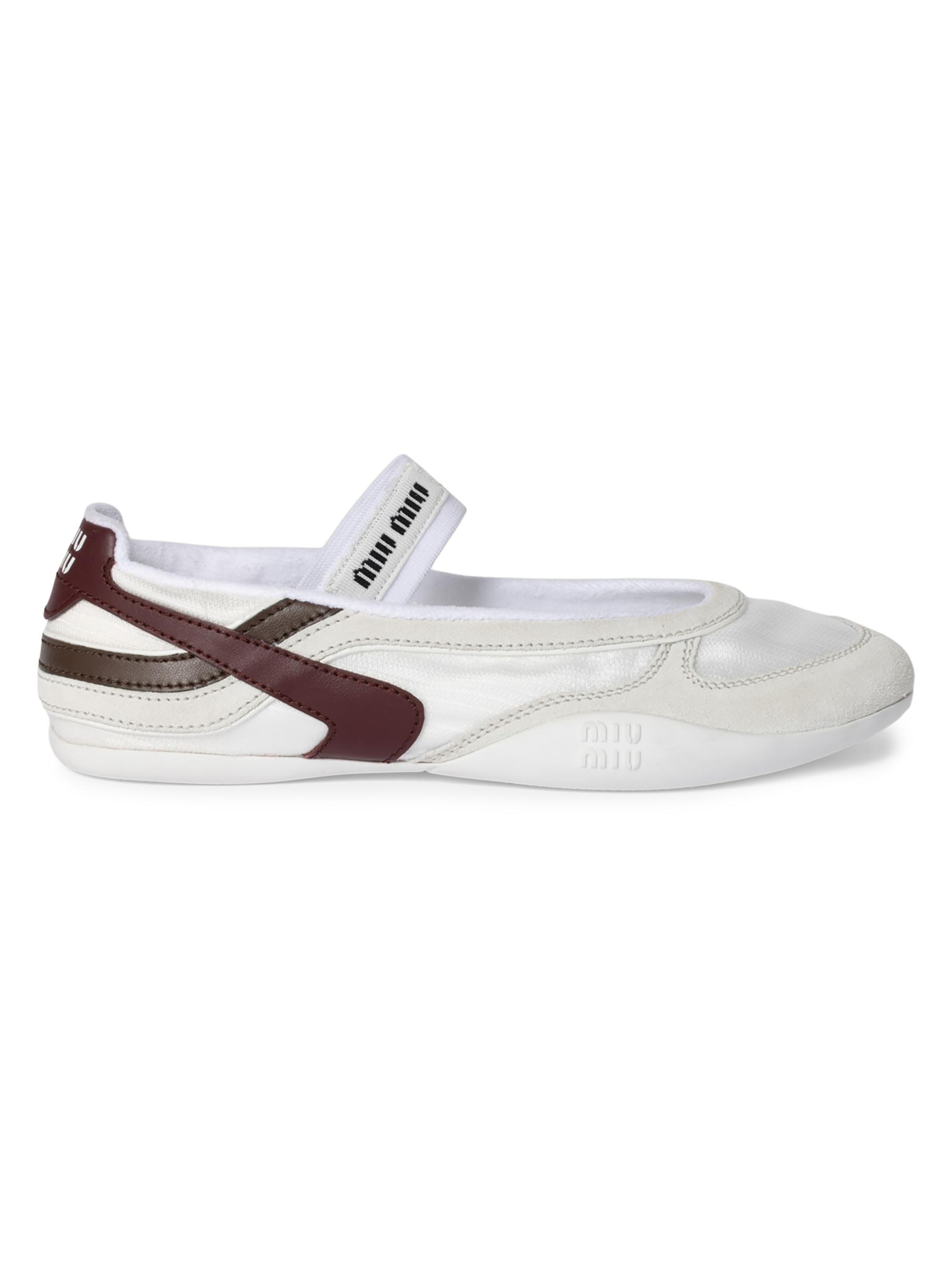 Miu Miu Women's Gymnasium Technical Fabric and Suede Ballerinas - White