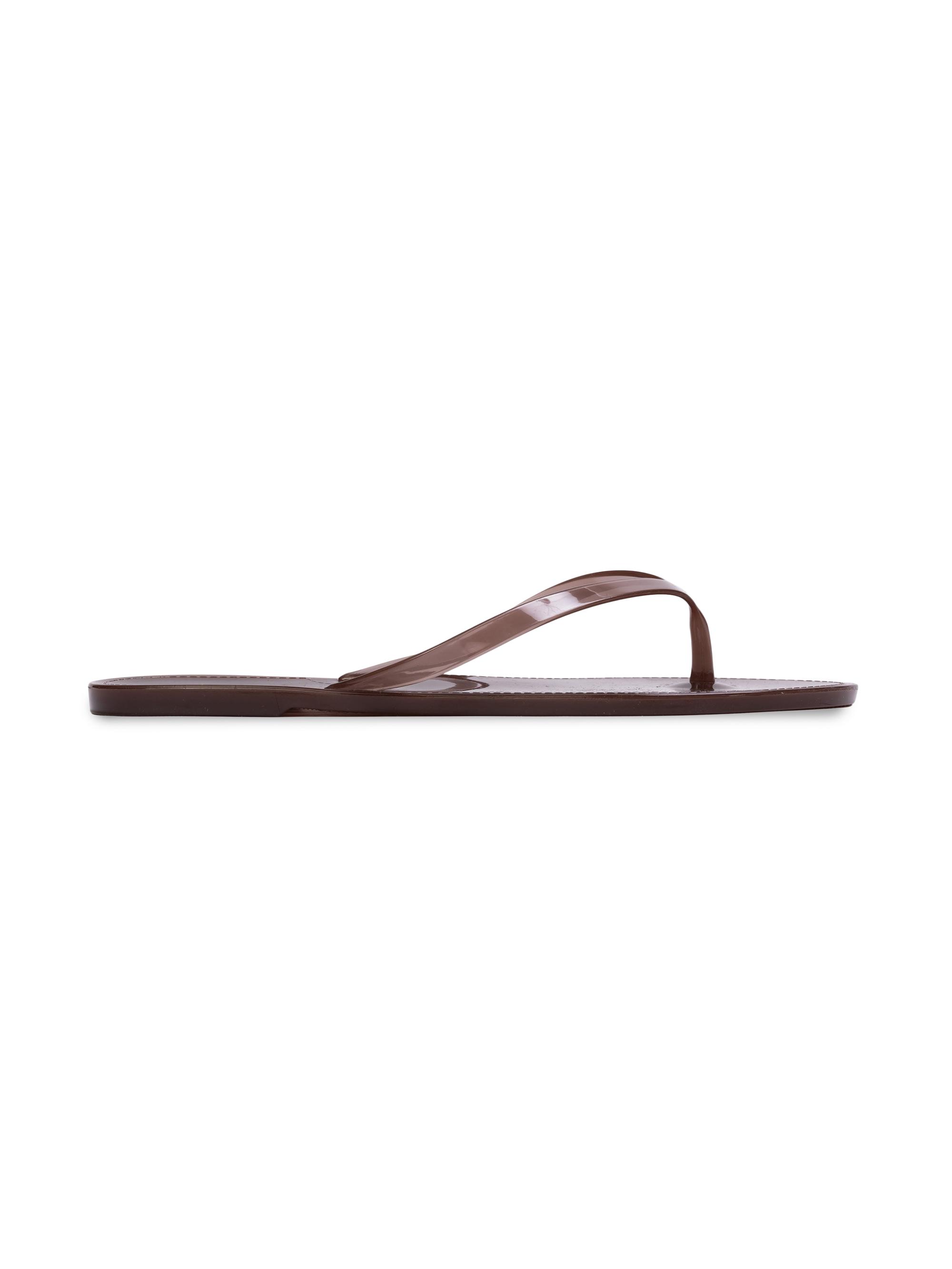 Black Suede Studio Women's Crystal PVC Flip Flops - Chestnut Pvc