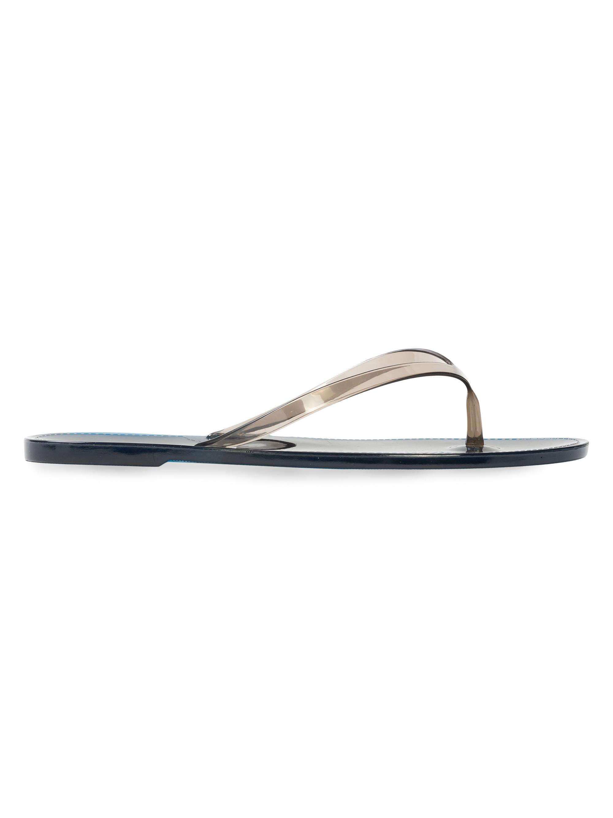 Black Suede Studio Women's Crystal PVC Flip Flops - Navy Black Pvc