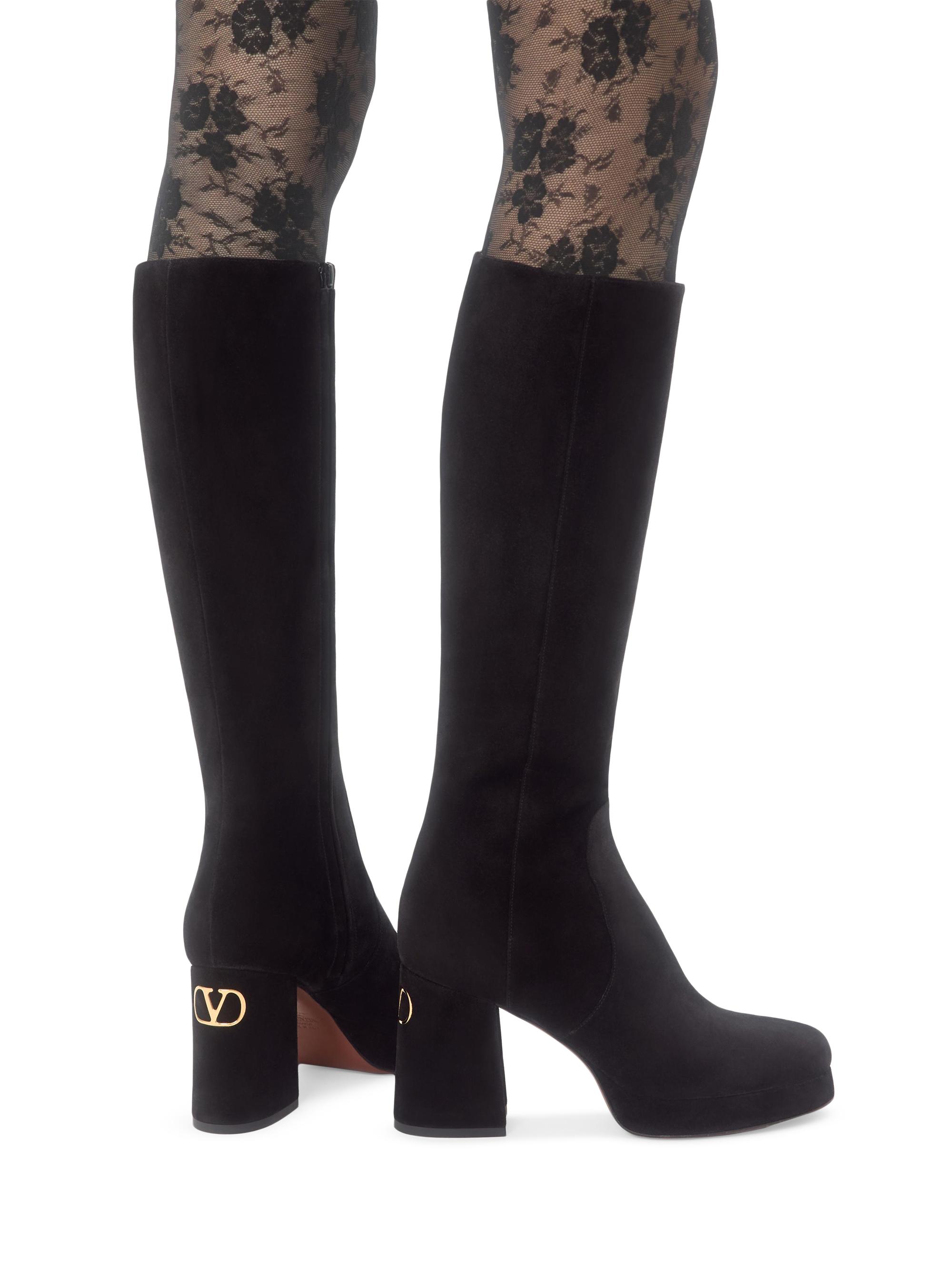 Valentino Garavani Fawcette 90MM Platform Boots in Crust Leather