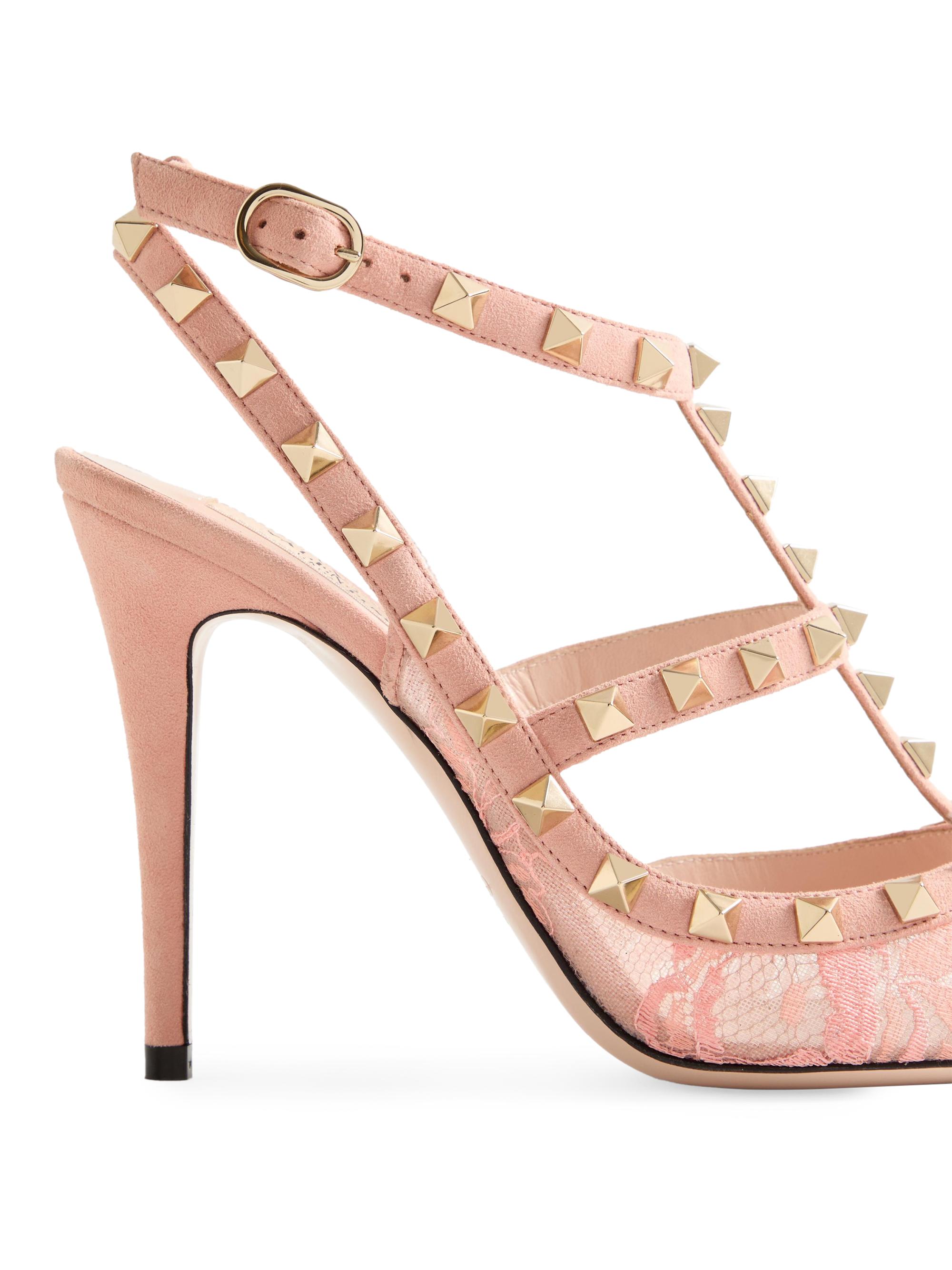 Valentino Garavani Rockstud 100MM Lace Pump with Straps | Saks