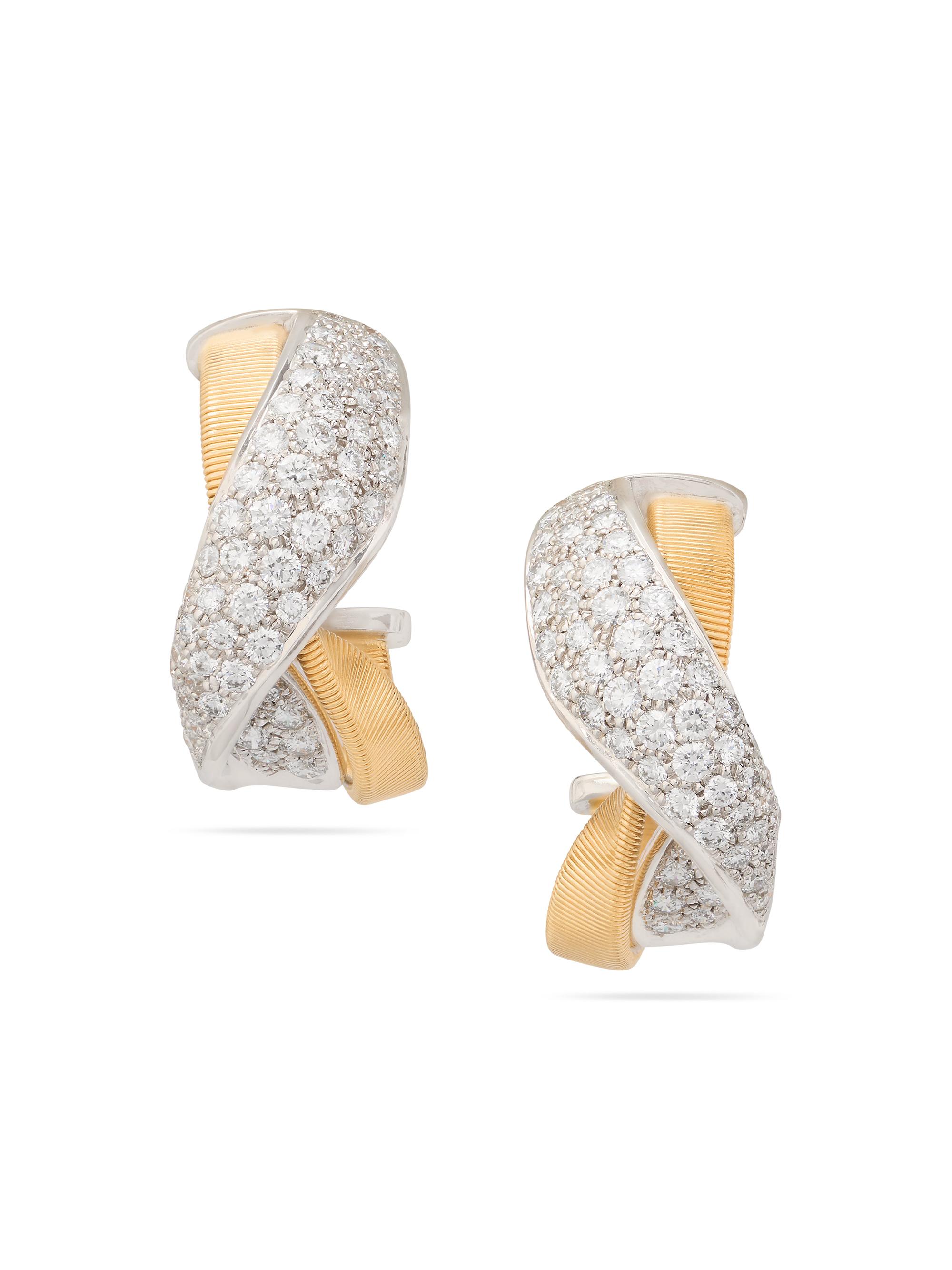 Marco Bicego Women's Marrakech 18K Yellow & White Gold & 1.56 TCW Diamond Twisted Hoop Earrings - Yellow Gold