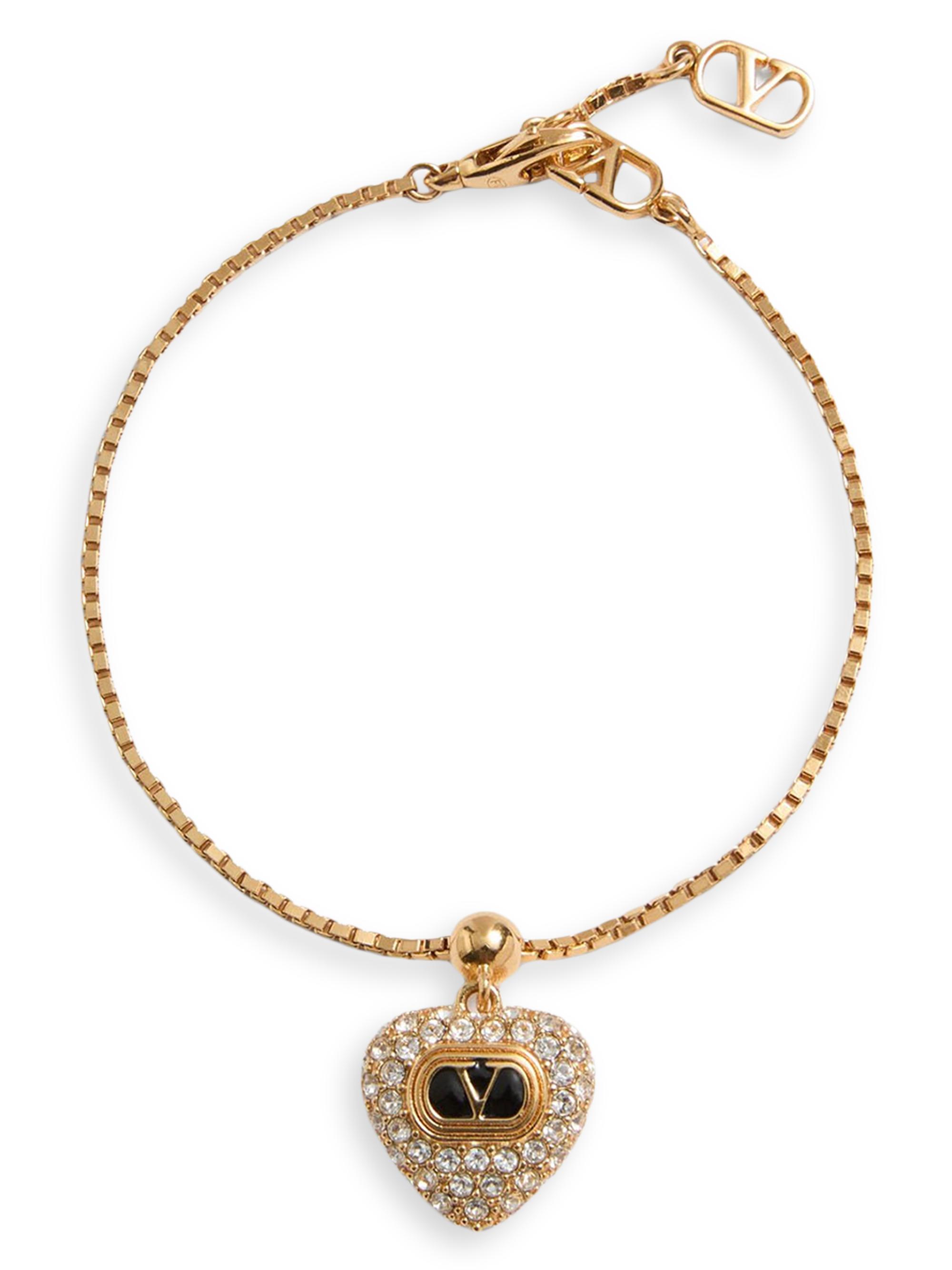 Valentino Garavani Women's Coeur Royal Metal Enamel and Swarovski Crystal Bracelet - Gold Crystal