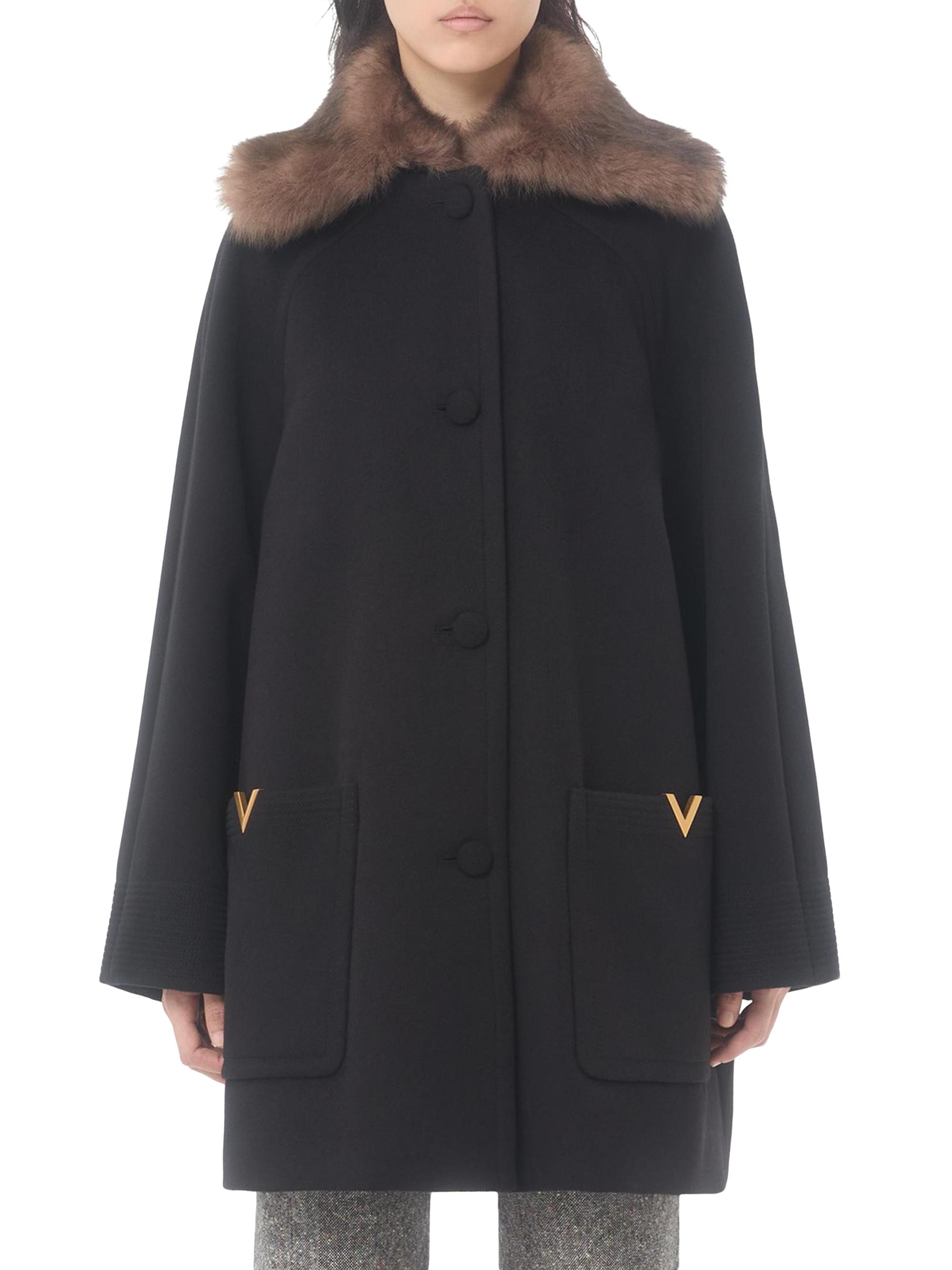 valentino garavani ウールモヘアコート　ブラック　レディース Valentino Garavani Wool Drape Coat | Saks Fifth Avenue