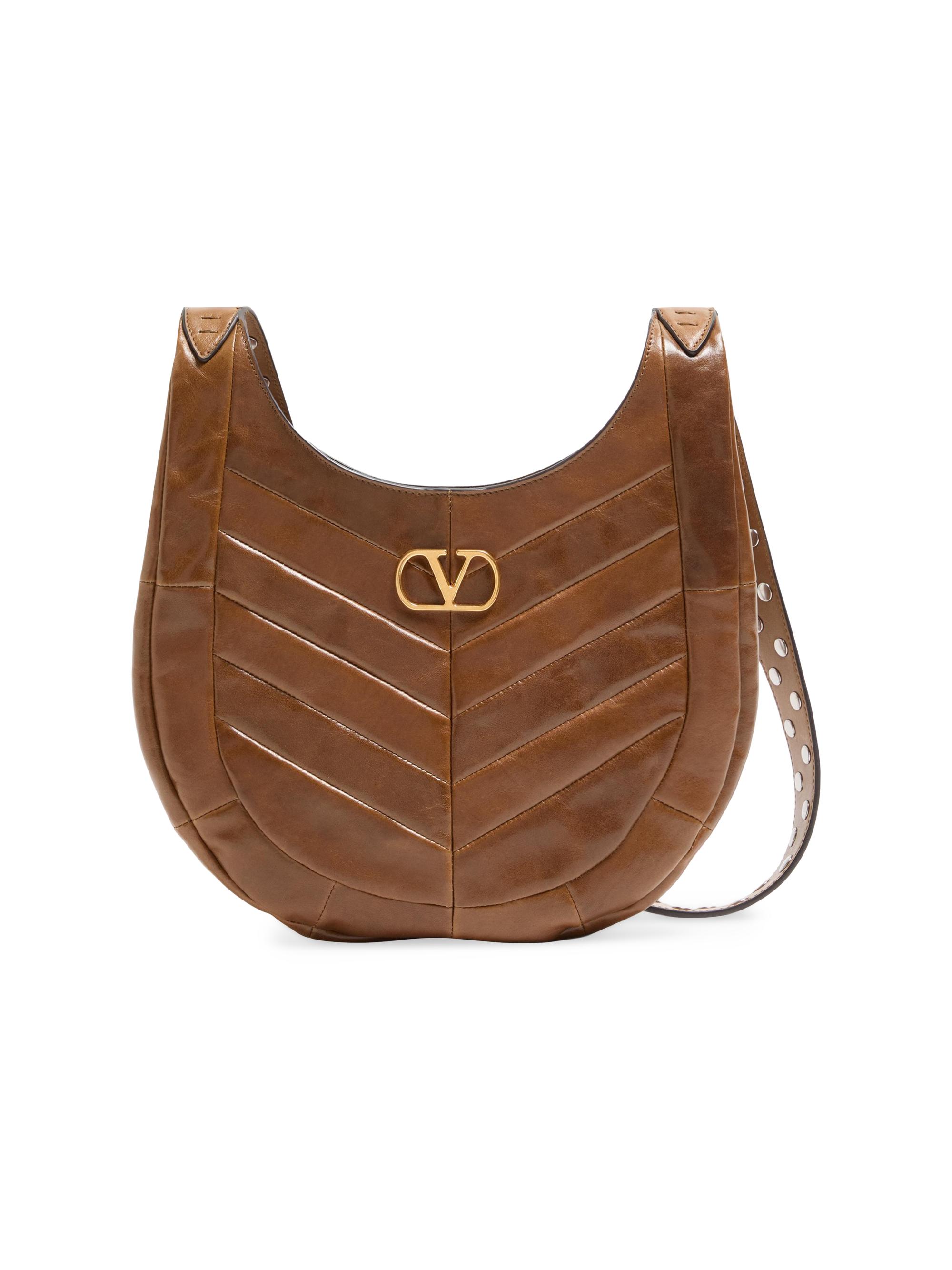 Valentino Garavani Women's Hoboho  Hobo Bag in Chevron-Patterned Nappa Leather - Tundra