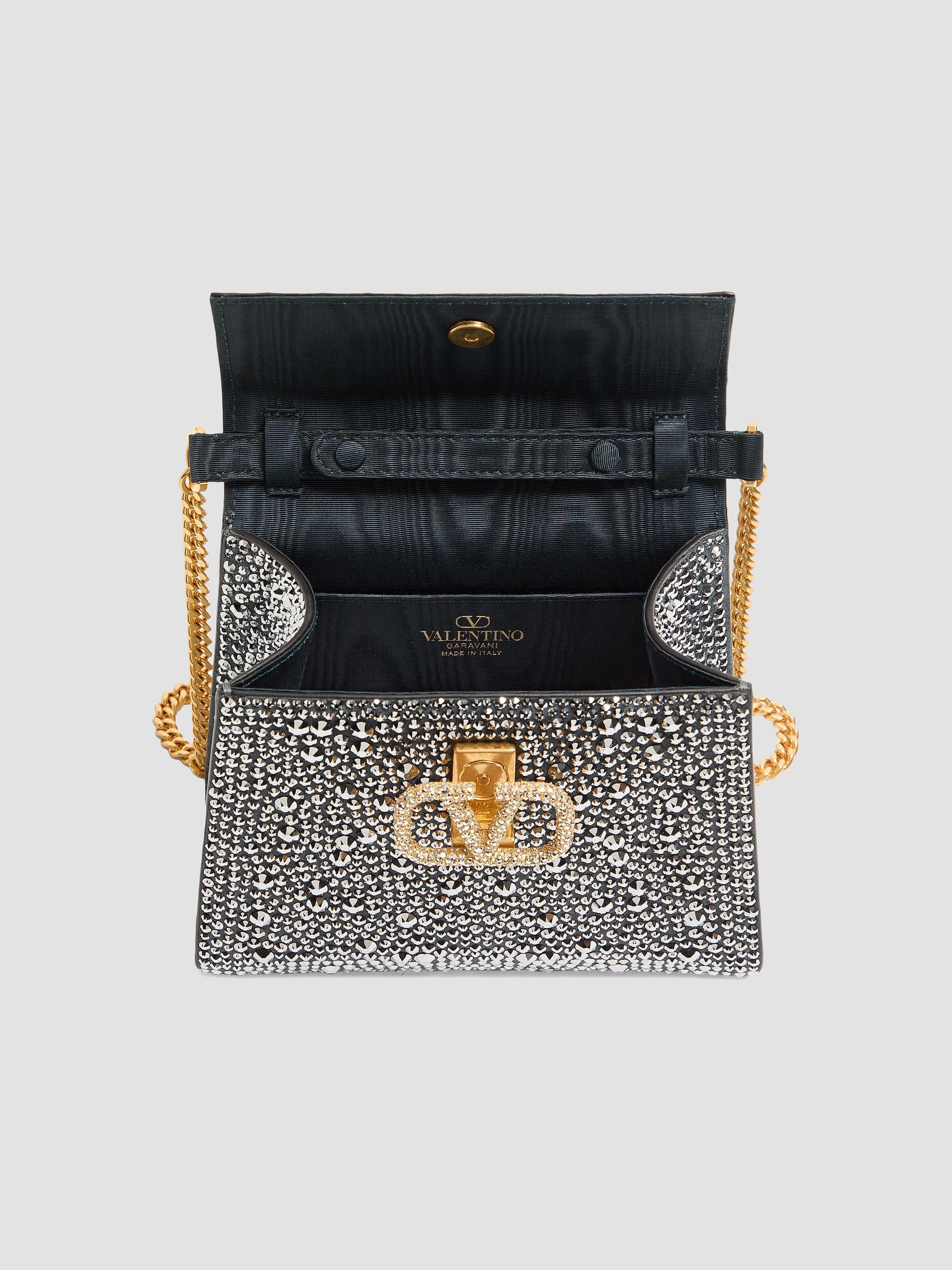 Valentino Garavani VSling Mini Top Handle Bag with Rhinestones and