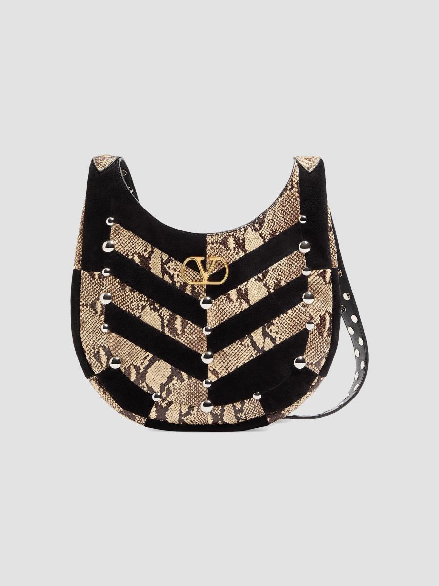 Valentino Garavani Hoboho Small Hobo Bag in Python and Chevron ...