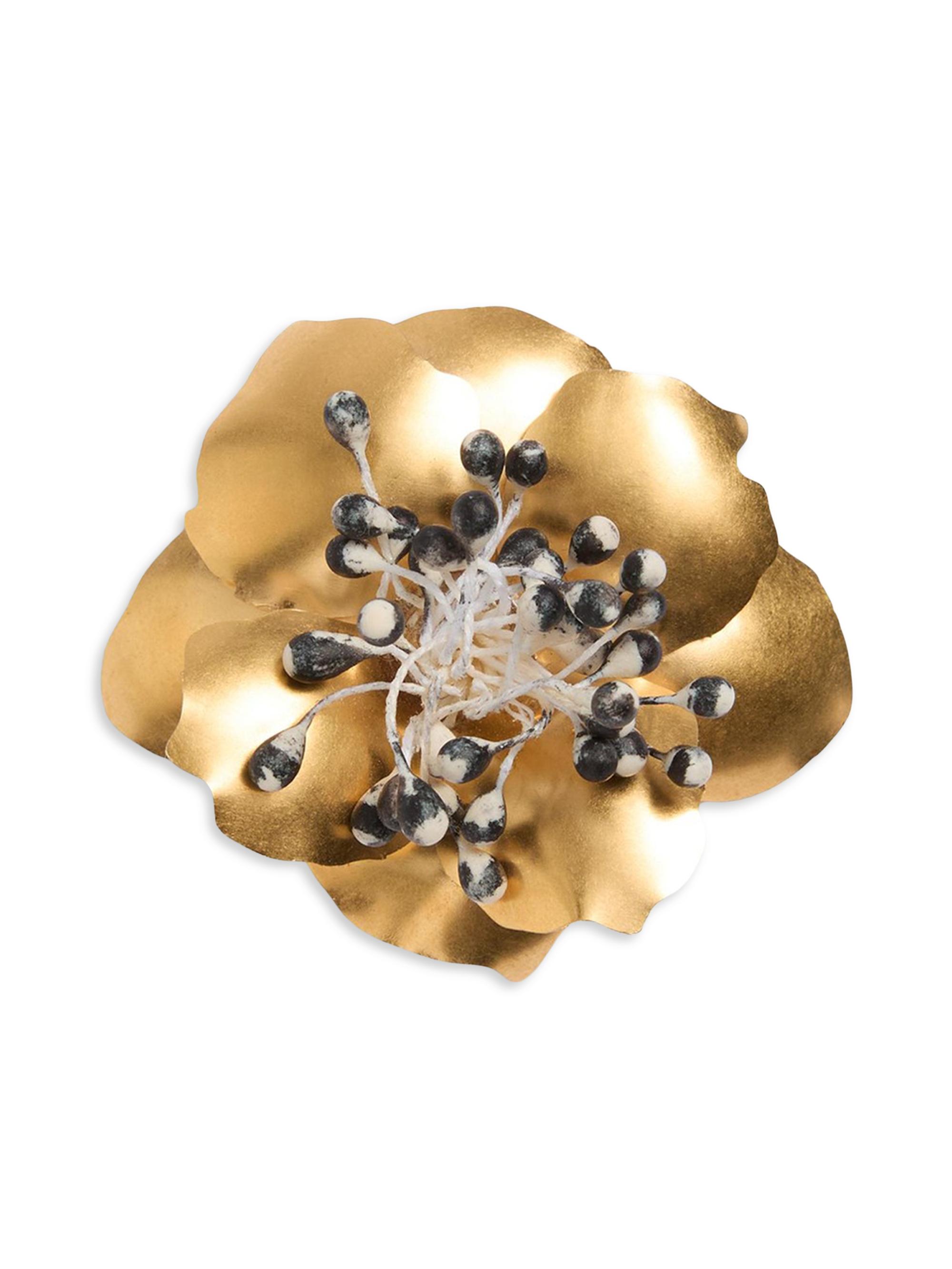 Valentino Garavani Women's Fleur Lumineuse Brooch in Metal and Fabric - Antique Brass