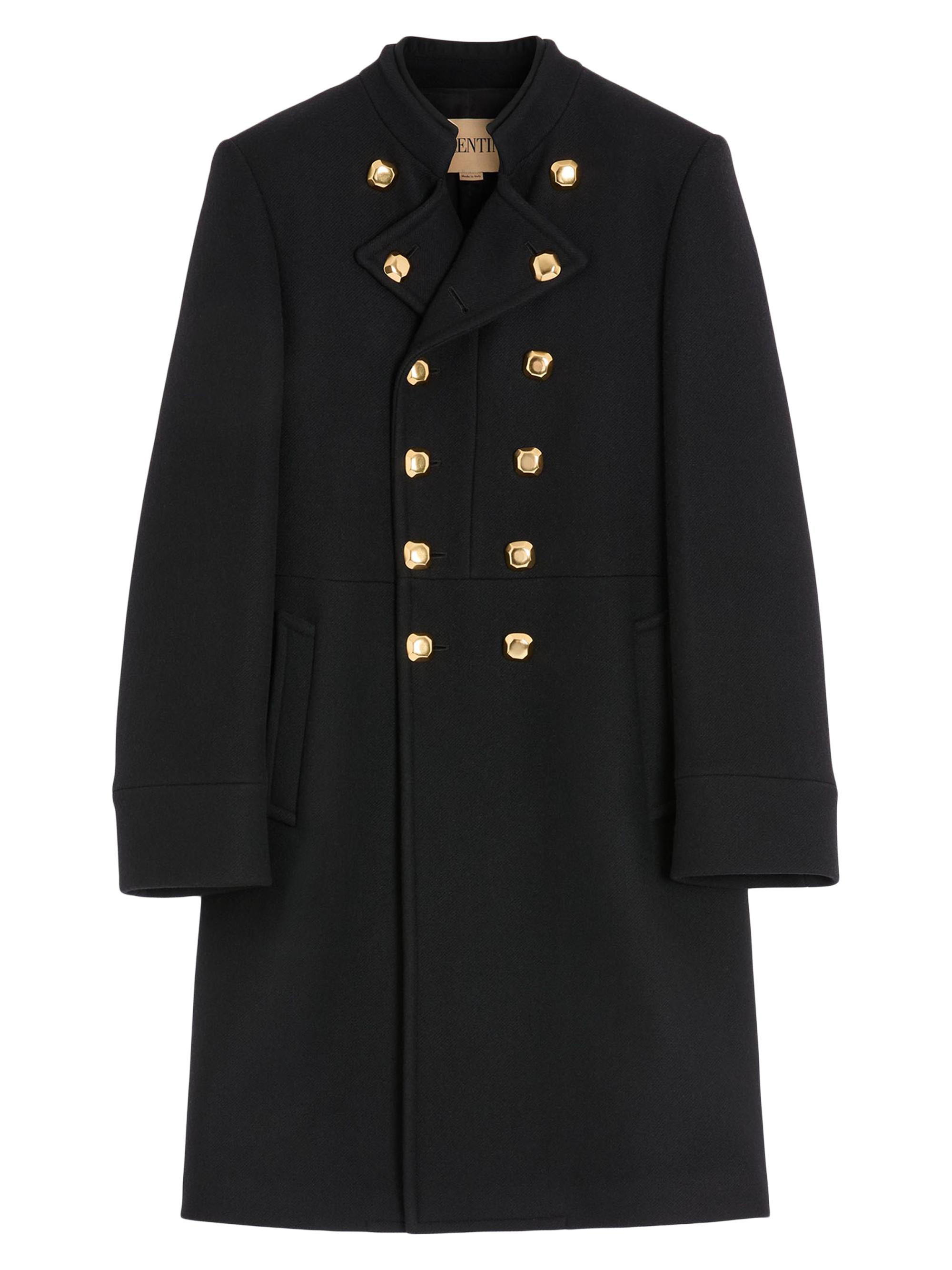 Valentino Garavani Men's Double-Breasted Coat in Double Wool - Black