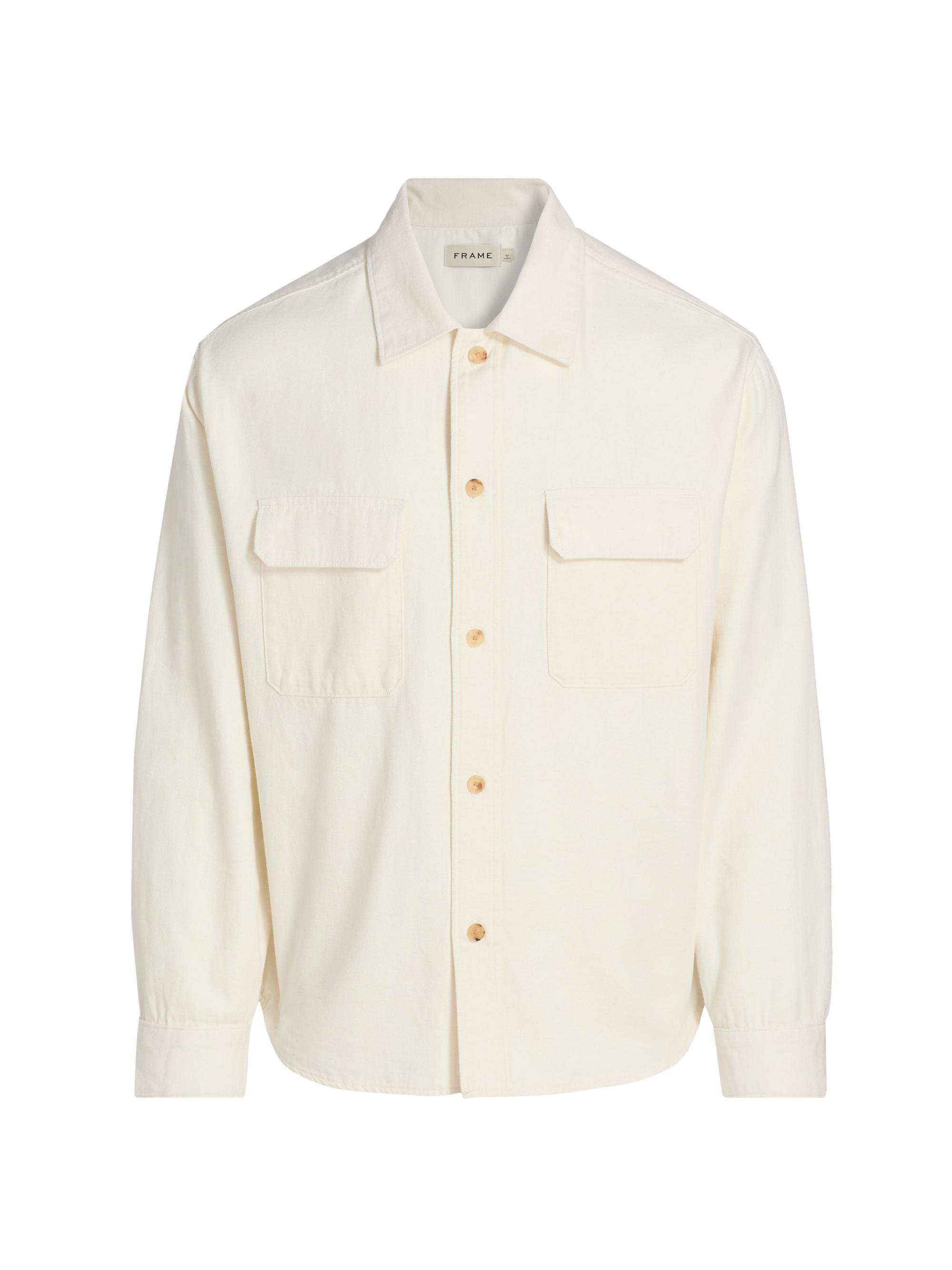 FRAME Men's Cotton & Linen Pocket Overshirt - Off White