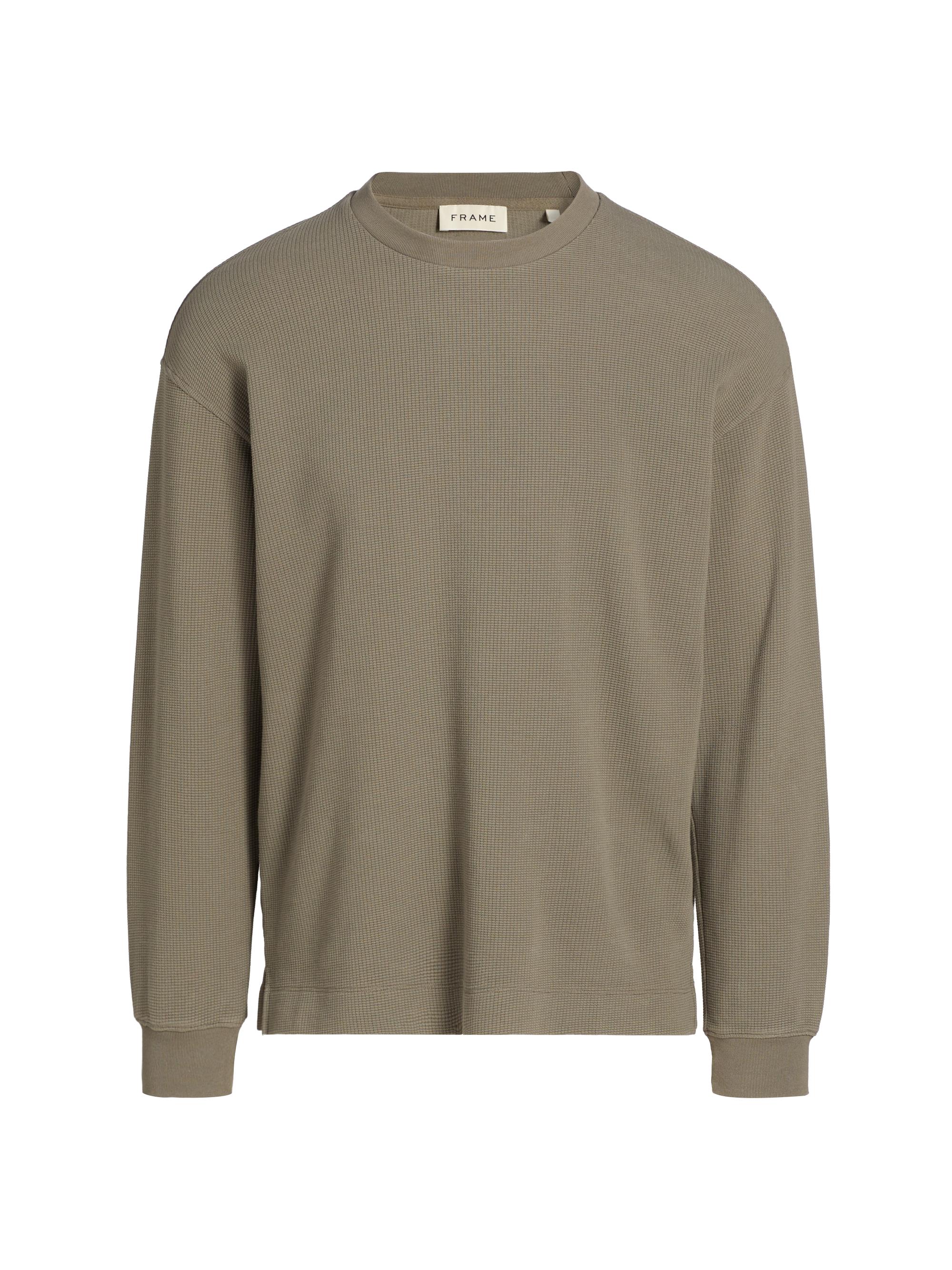 FRAME Men's Waffle-Textured Crewneck T-Shirt - Smoky Green