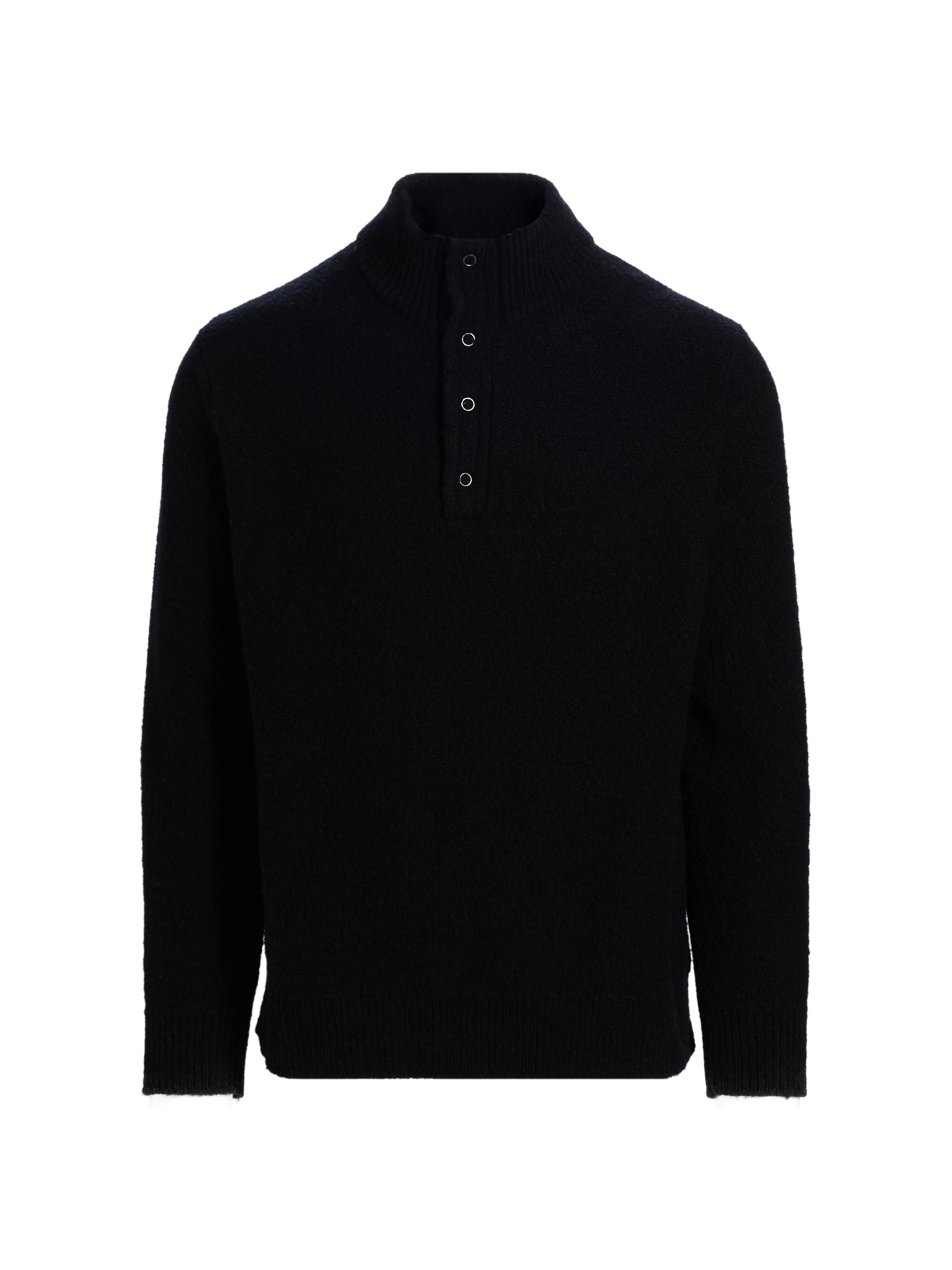 Paige Men's Kotoni Wool-Blend Snap Collar Sweater - Black