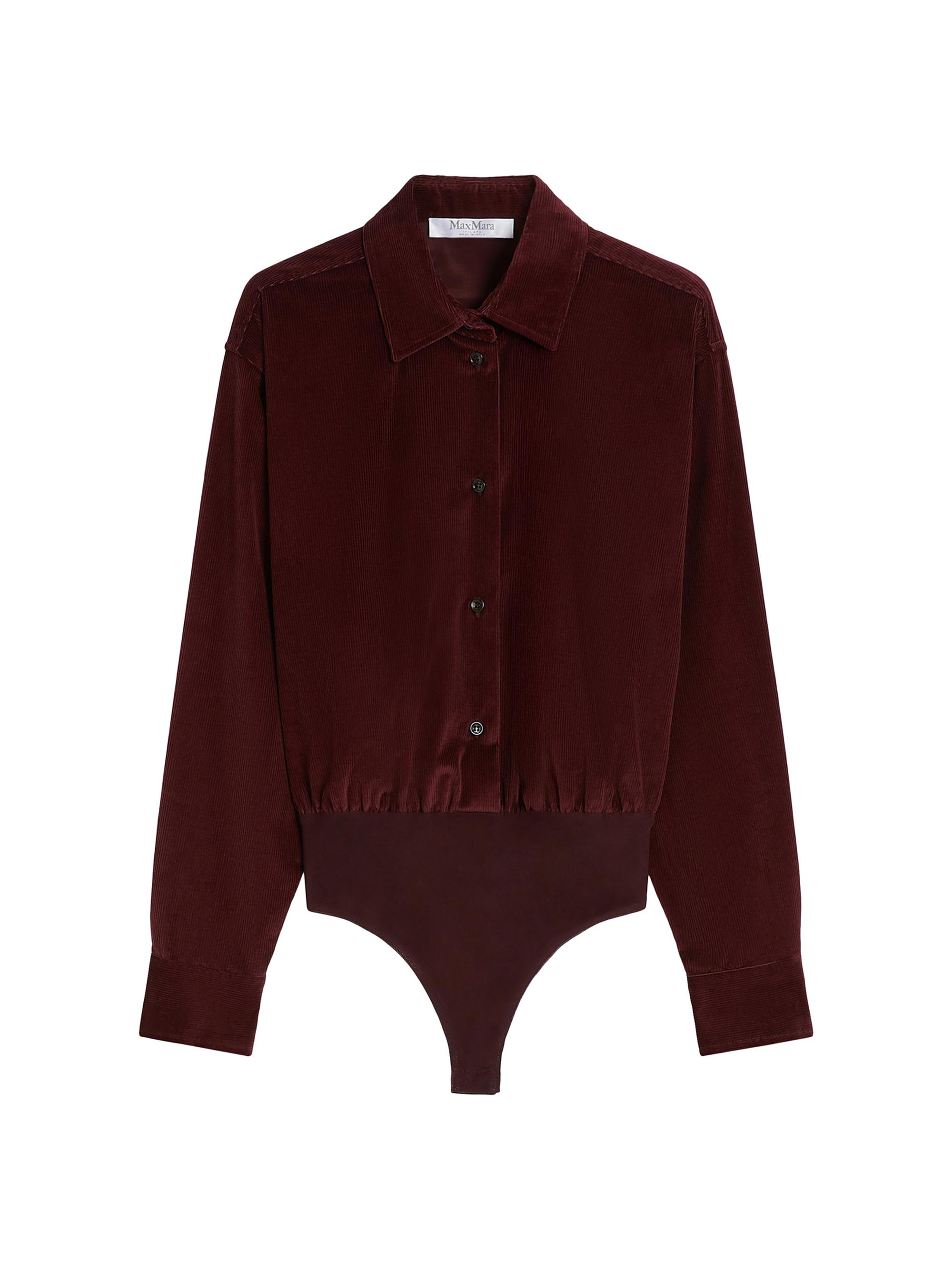 Max Mara Women's Velvet Bodysuit Shirt - Cherry