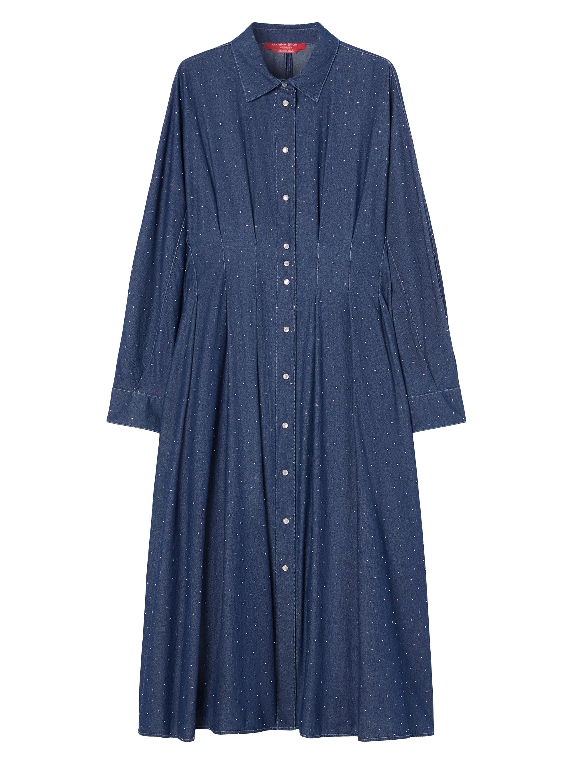 Marina Rinaldi Women's Long Dress in Denim with Rhinestones - Navy Denim