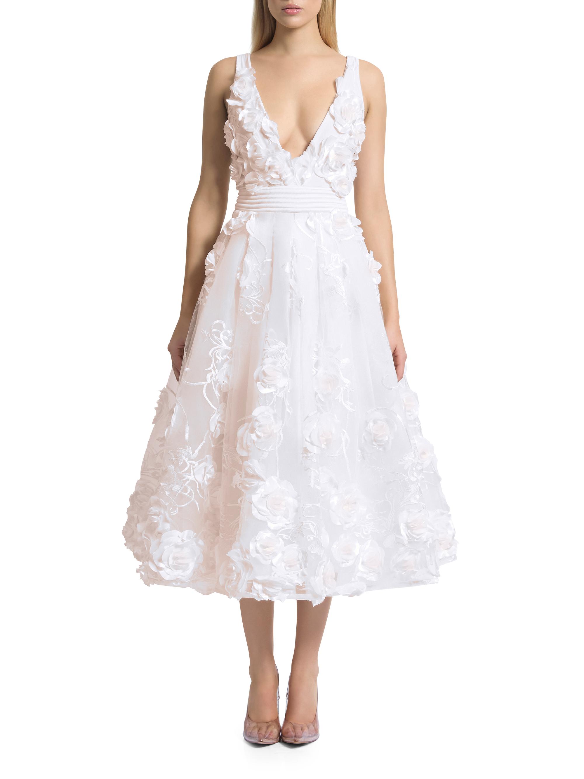 Zhivago Odette Floral Applique Tea-Length Dress | Saks Fifth Avenue