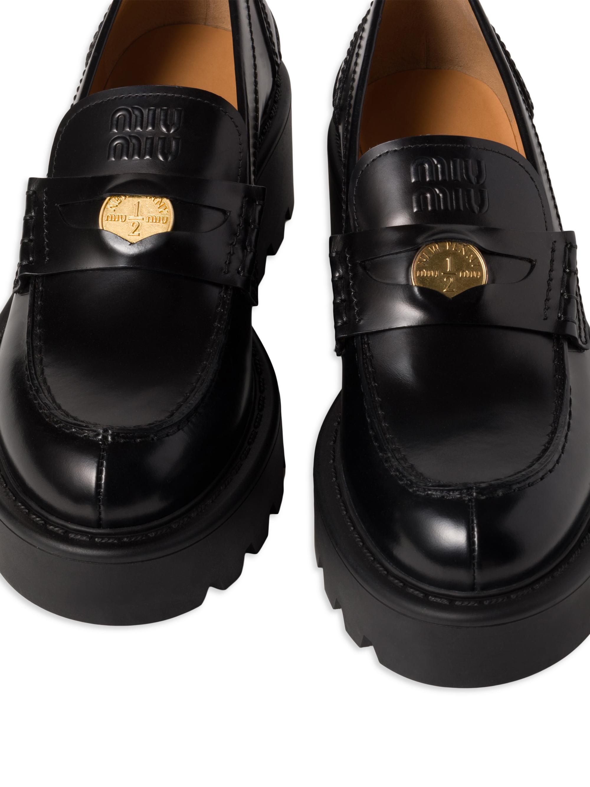 Miu Miu Brushed Leather Loafers | Saks Fifth Avenue