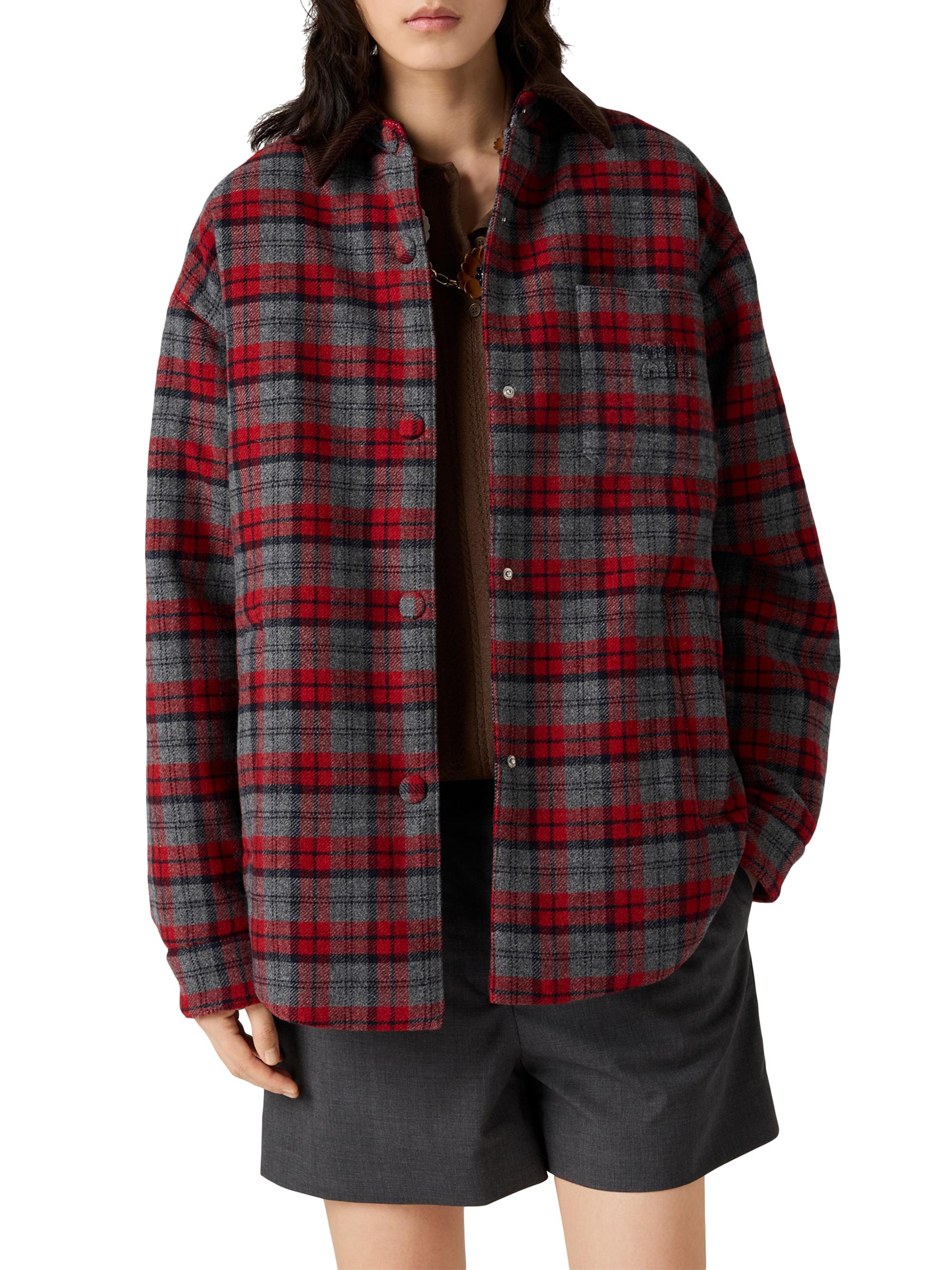 Miu Miu Medium-Weight Plaid Check Down Jacket | Saks Fifth Avenue