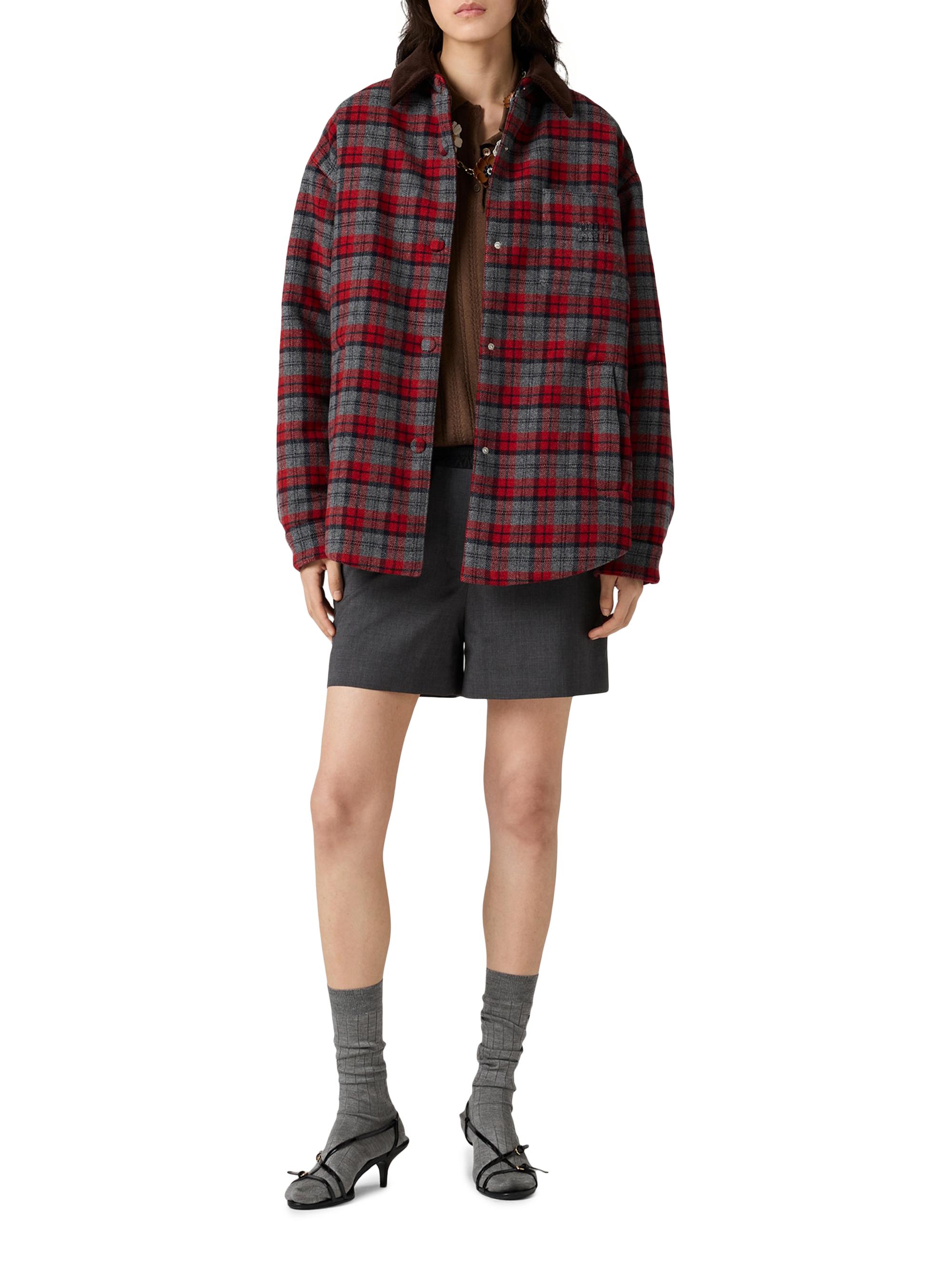 Miu Miu Medium-Weight Plaid Check Down Jacket | Saks Fifth Avenue