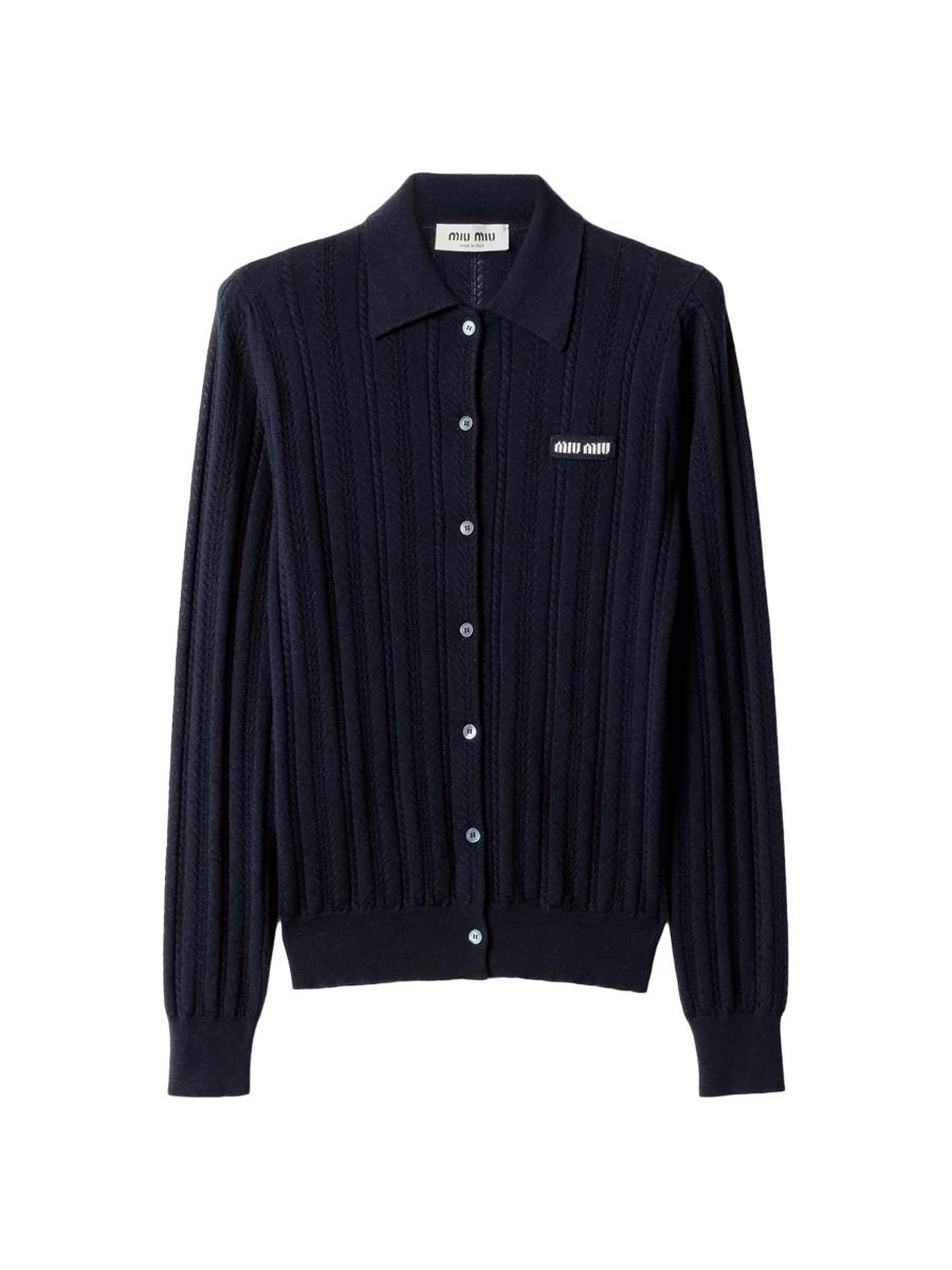 Miu Miu Women's Buttoned Cashmere Cardigan In Blue