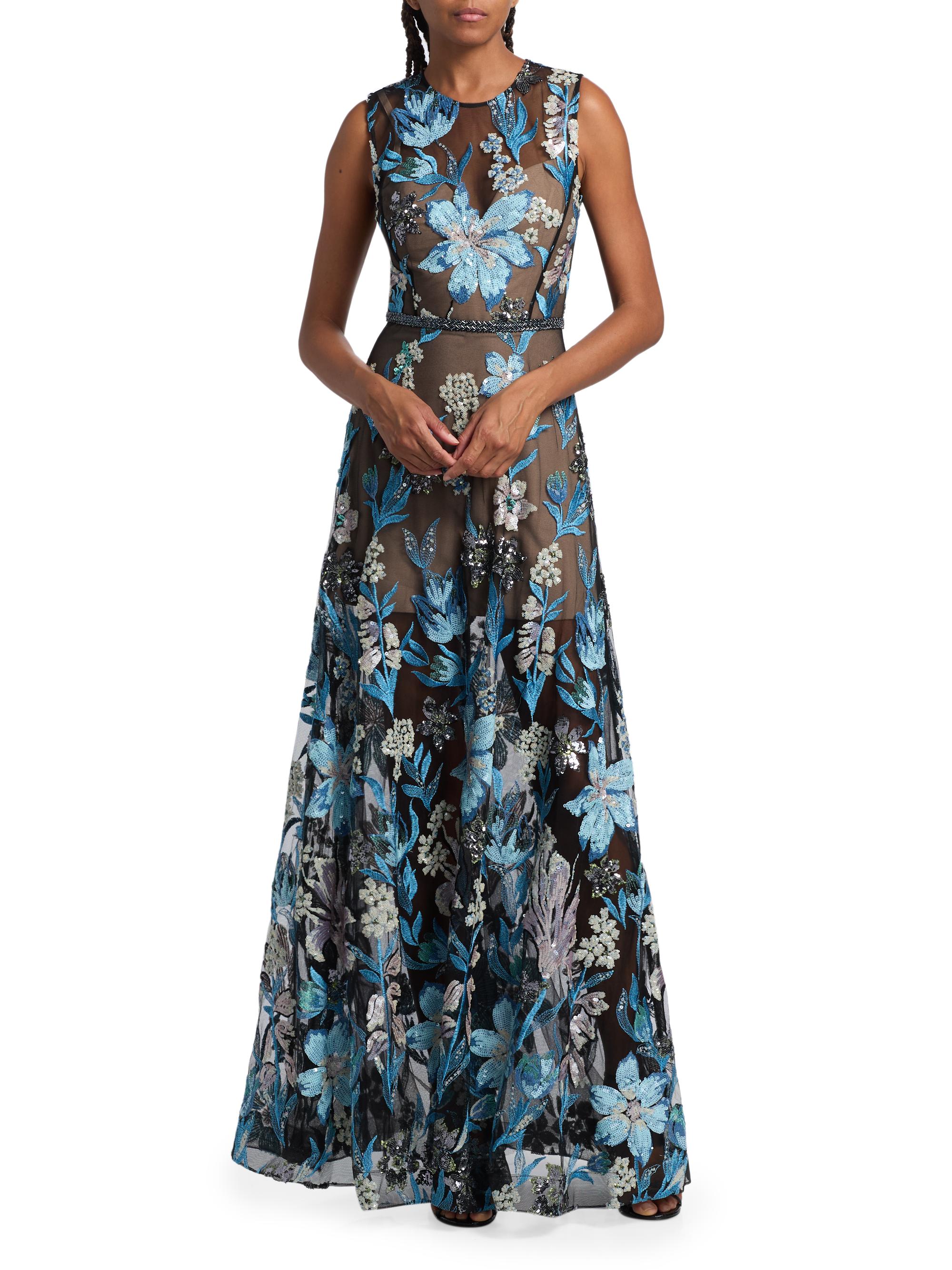 Bronx Banco Arielle Sequin Floral Gown | Saks Fifth Avenue