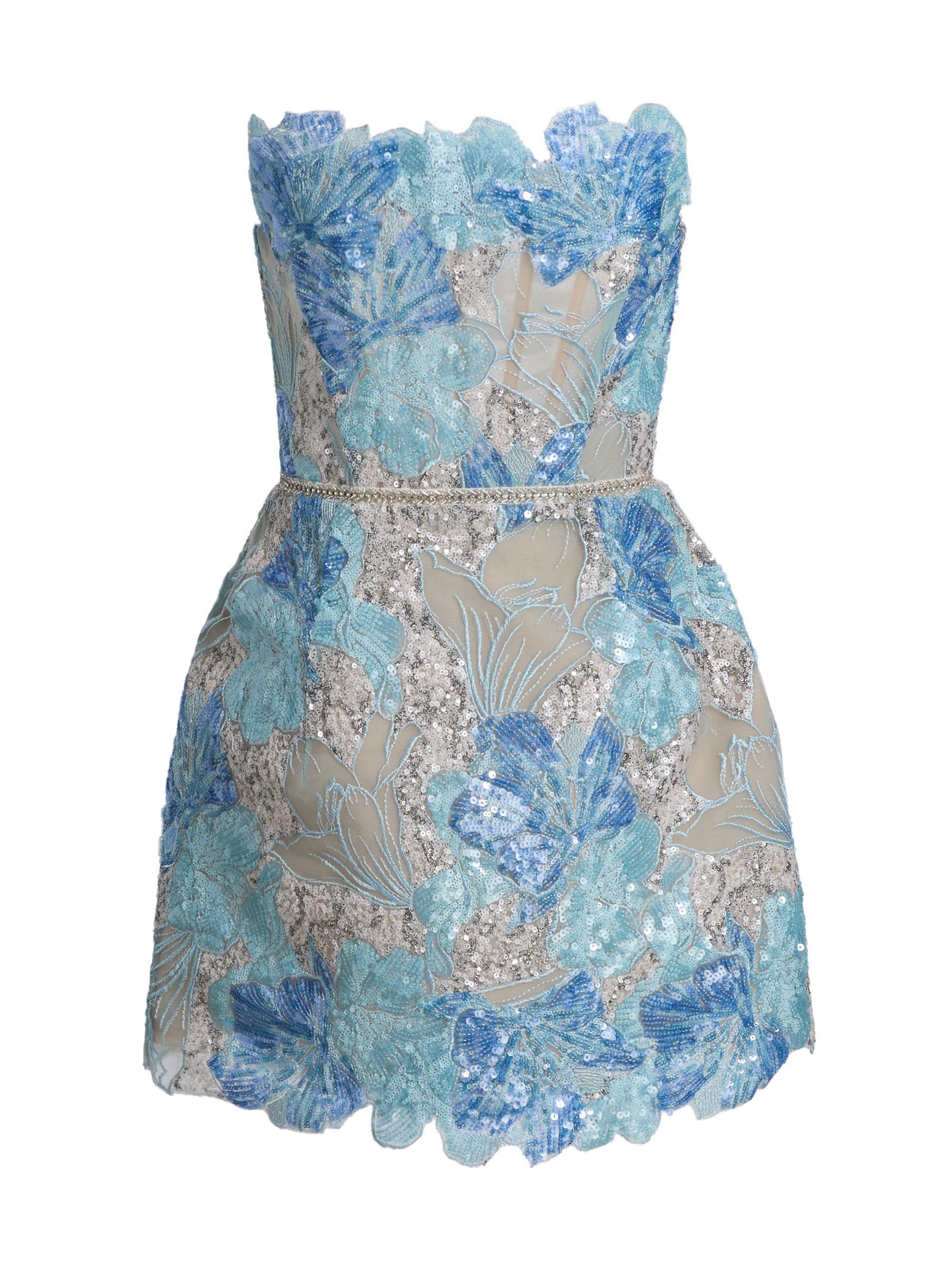 Bronx and Banco Women's Maraya Jasmine Sequined Floral-Embroidered Lace Minidress - Powder Blue Multi