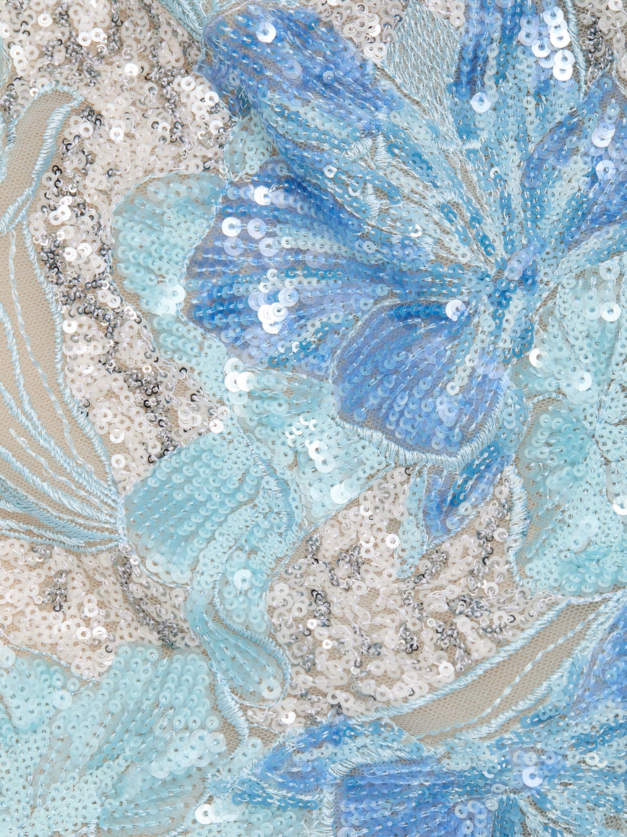 南仏プロバンスクロス「ミモザレモンブルー」200✕150 Bronx Banco Maraya Jasmine Sequined Floral-Embroidered Lace