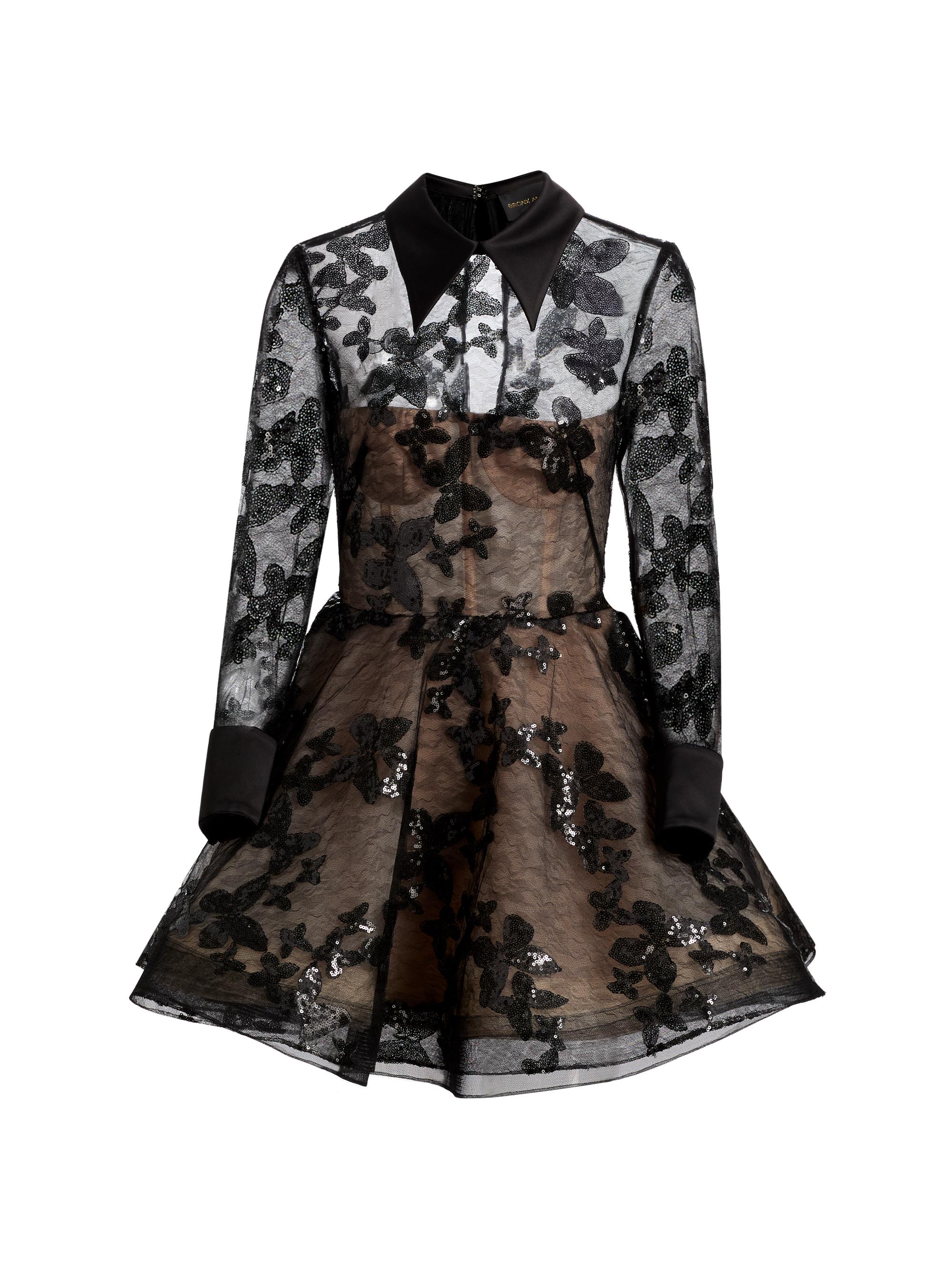 Bronx and Banco Women's Jasmine Maraya Sequin Lace Minidress - Black