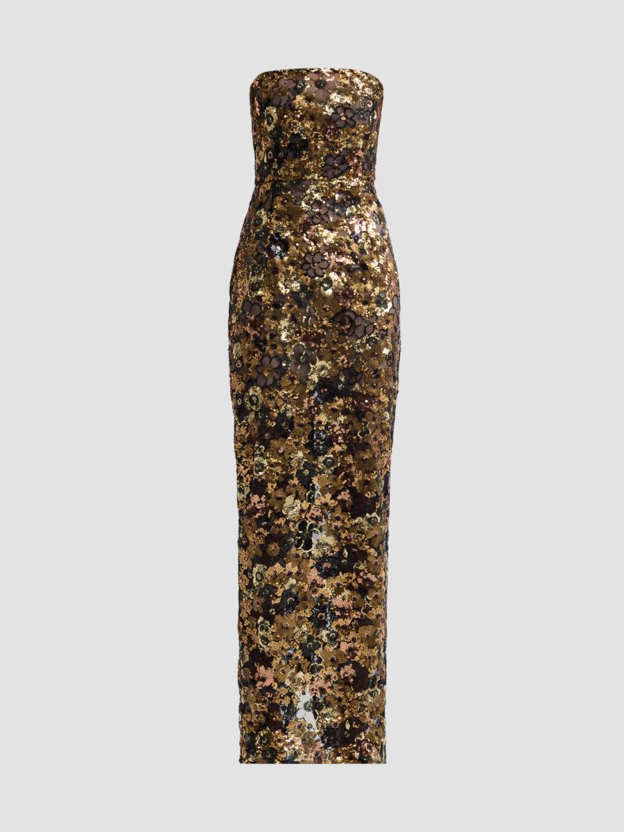 Bronx Banco Women's Farah Floral Embellished Maxi Dress In Gold Mutli