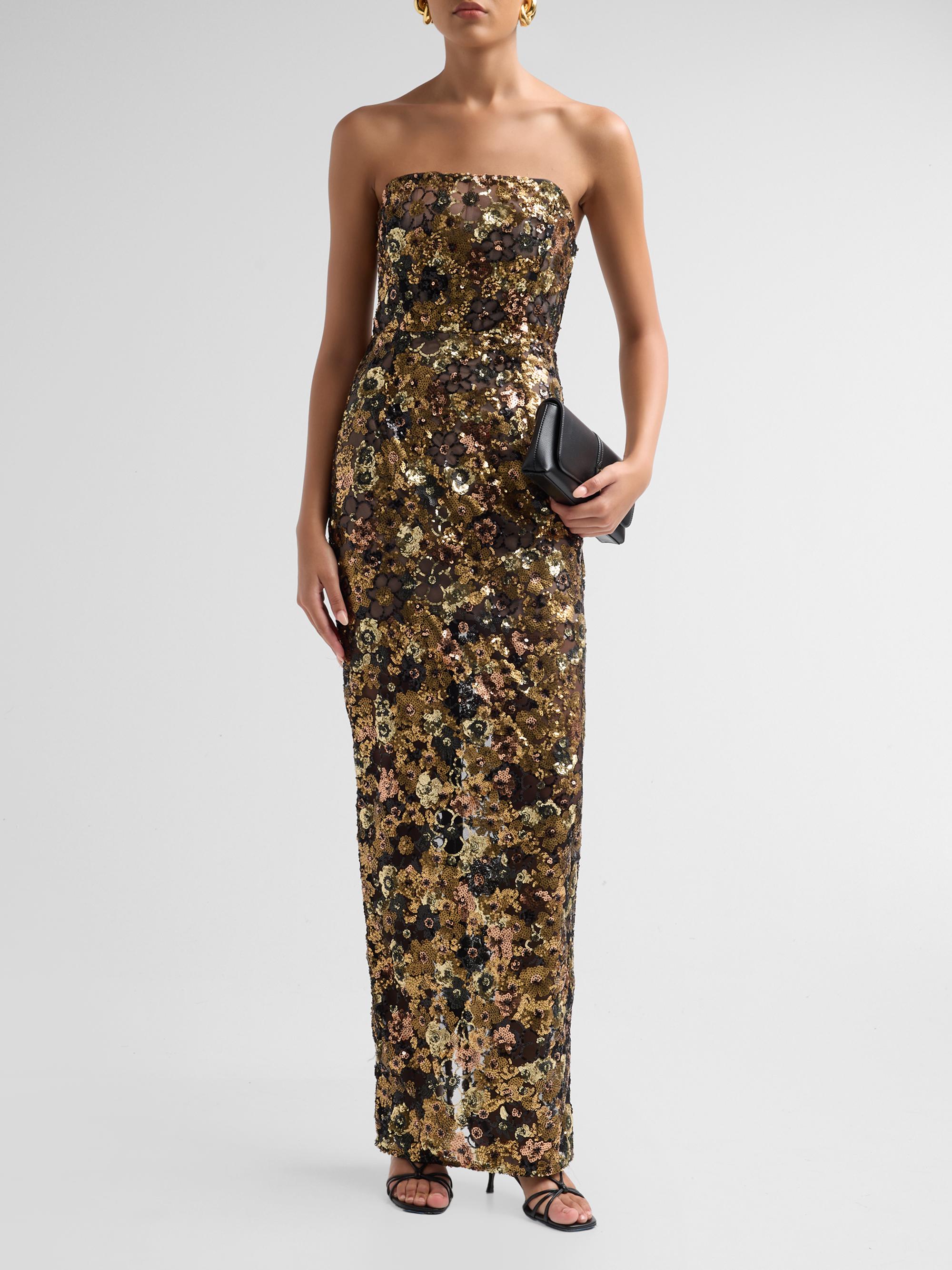 Bronx Banco Farah Floral Sequin-Embellished Maxi Dress