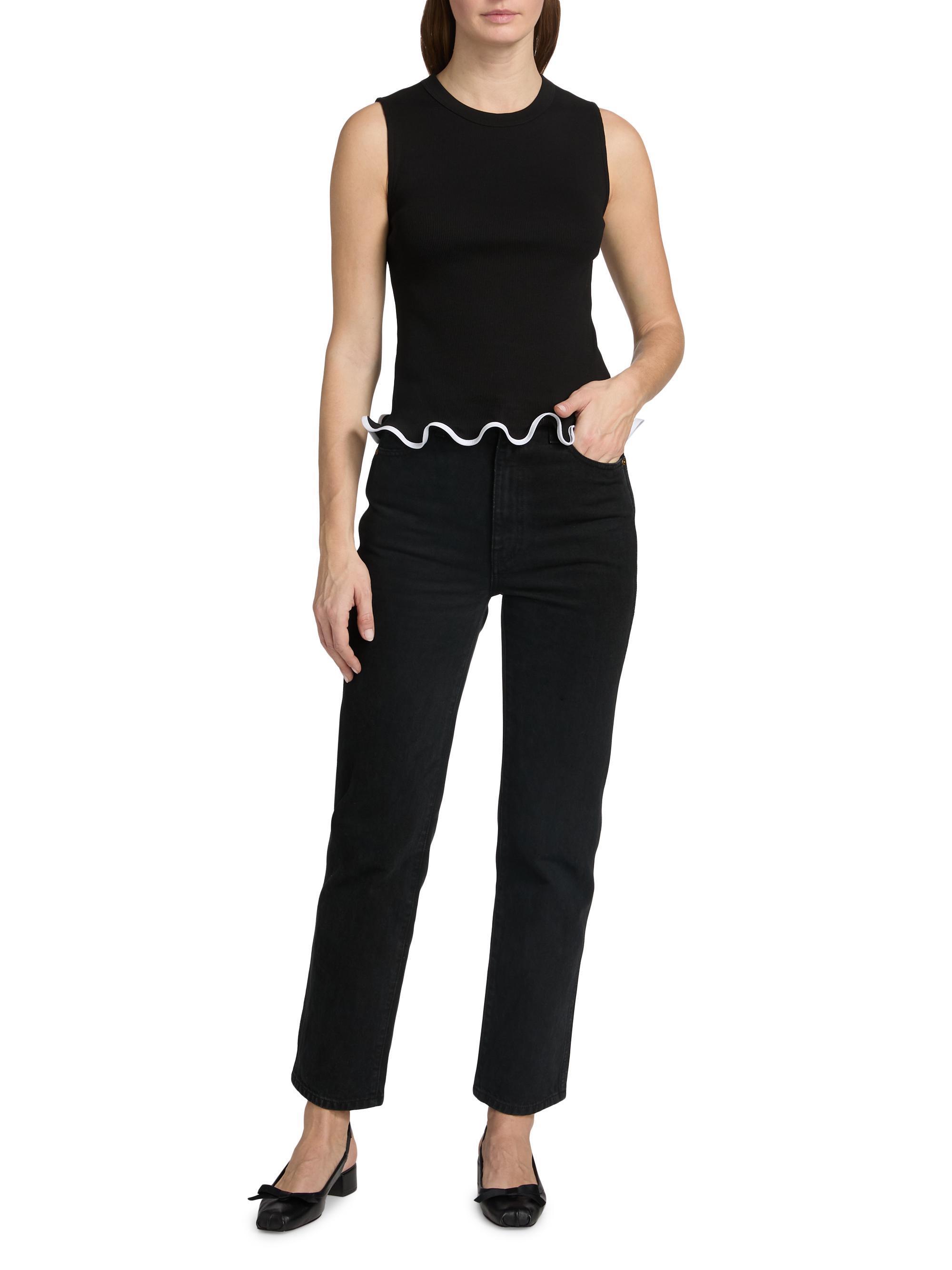 Veronica Beard Elianne Lettuce-Edge Sleeveless Top | Saks Fifth Avenue