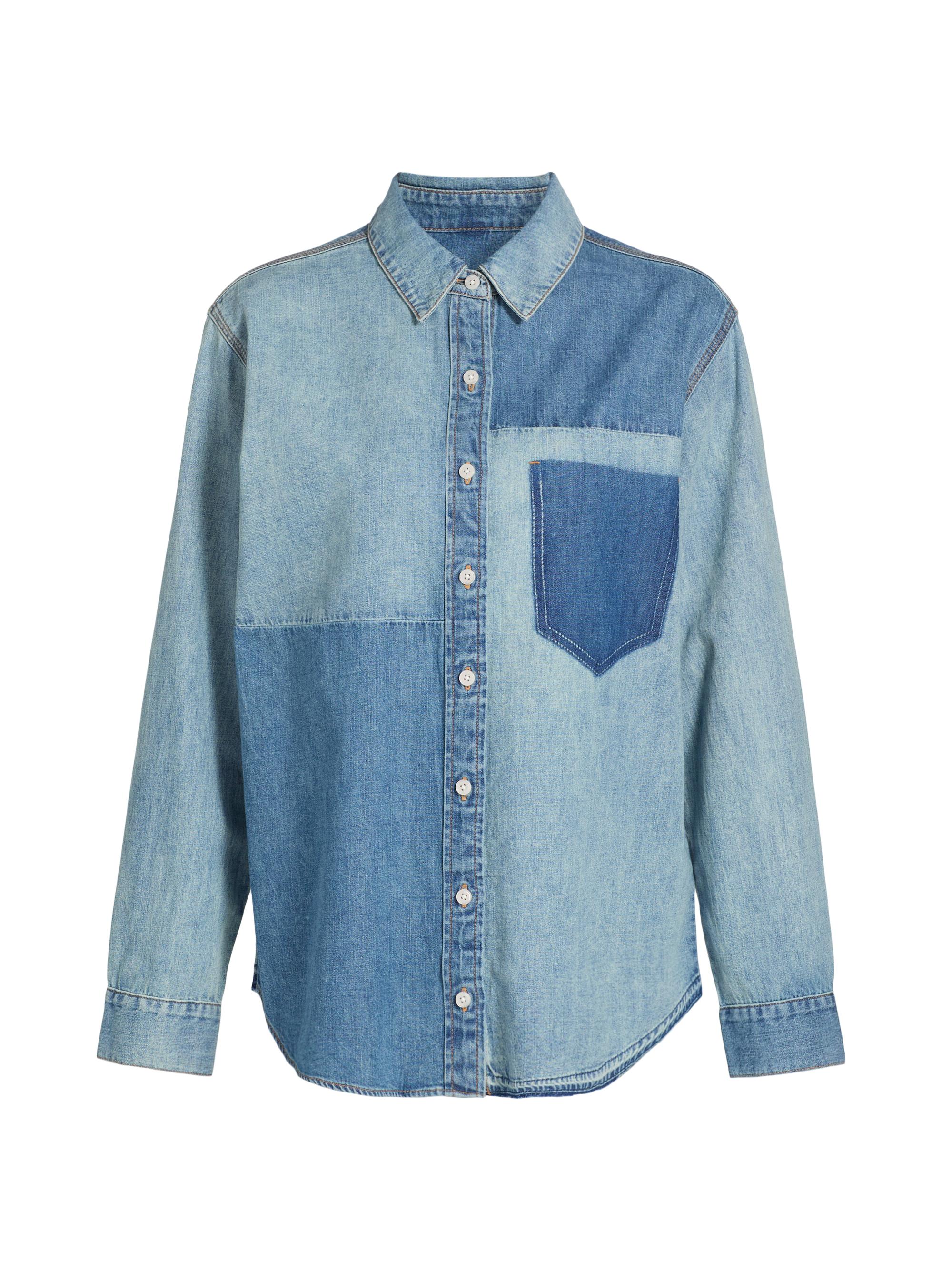 Veronica Beard Women's Dalma Colorblocked Denim Shirt - Time Travel | Thumbnail 8