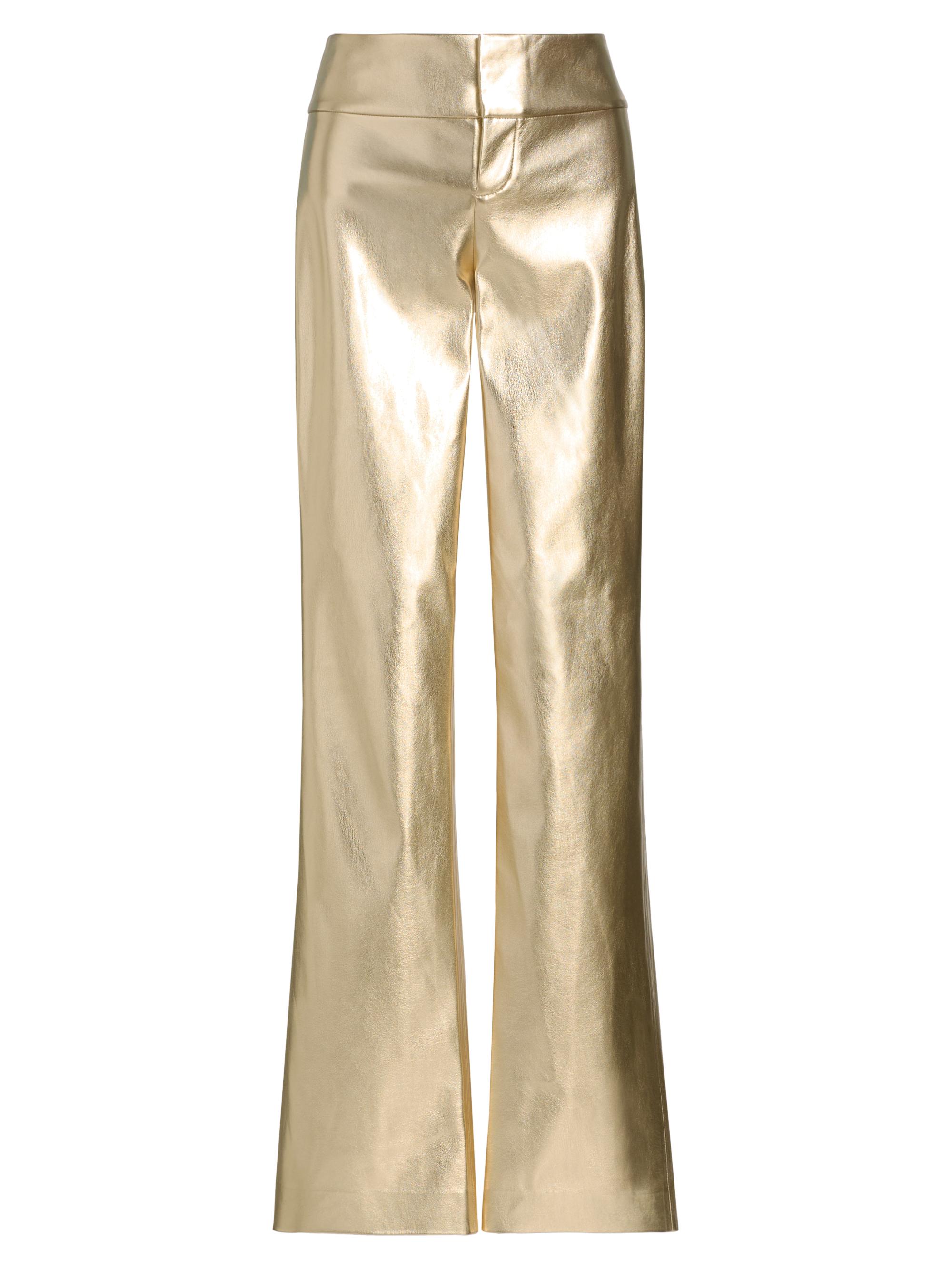 ALICE + OLIVIA Women's Olivia Metallic Faux-Leather Boot-Cut Pants - Gold