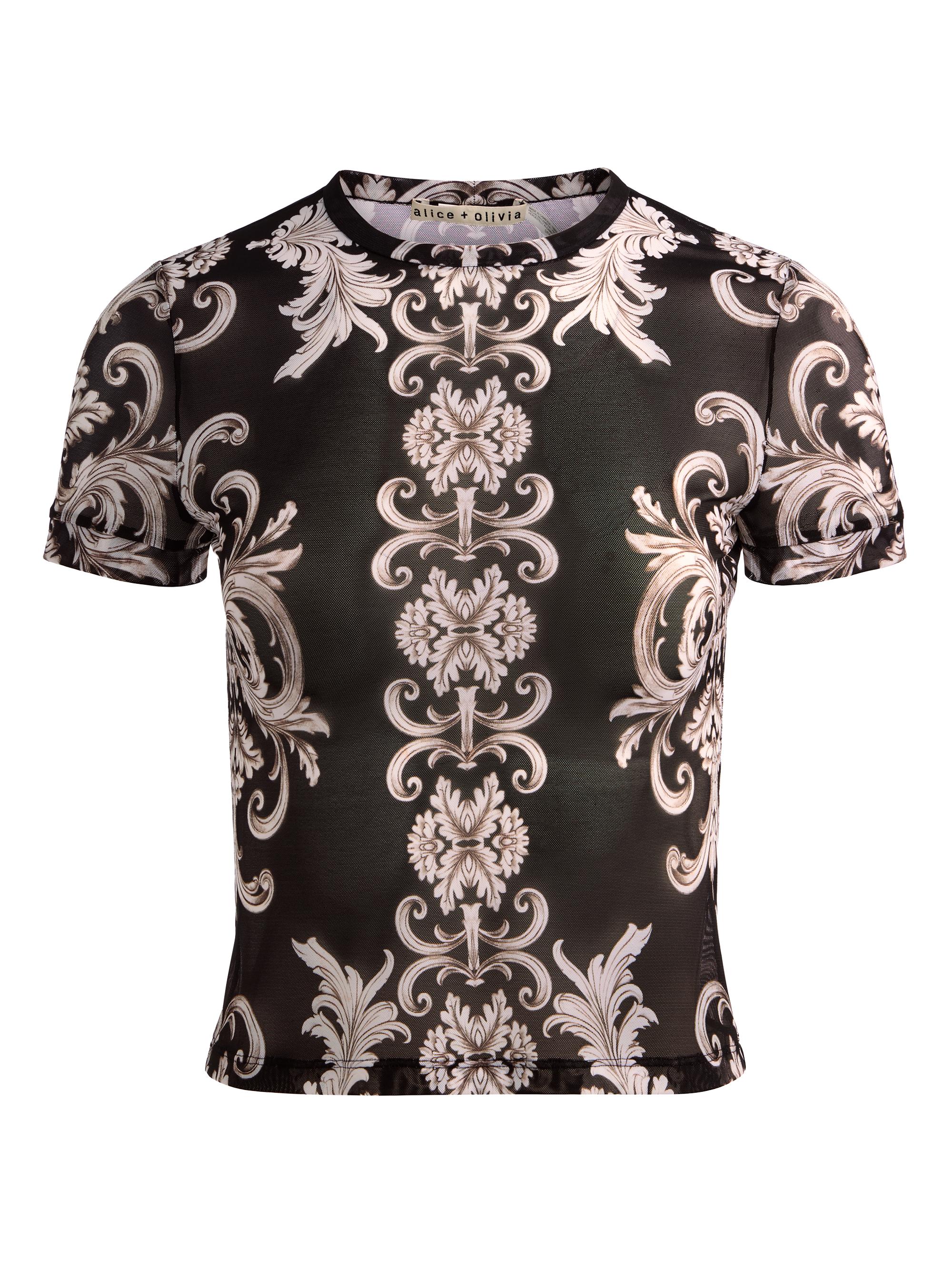 ALICE + OLIVIA Women's Tess Baroque Crewneck T-Shirt - Winters Tale