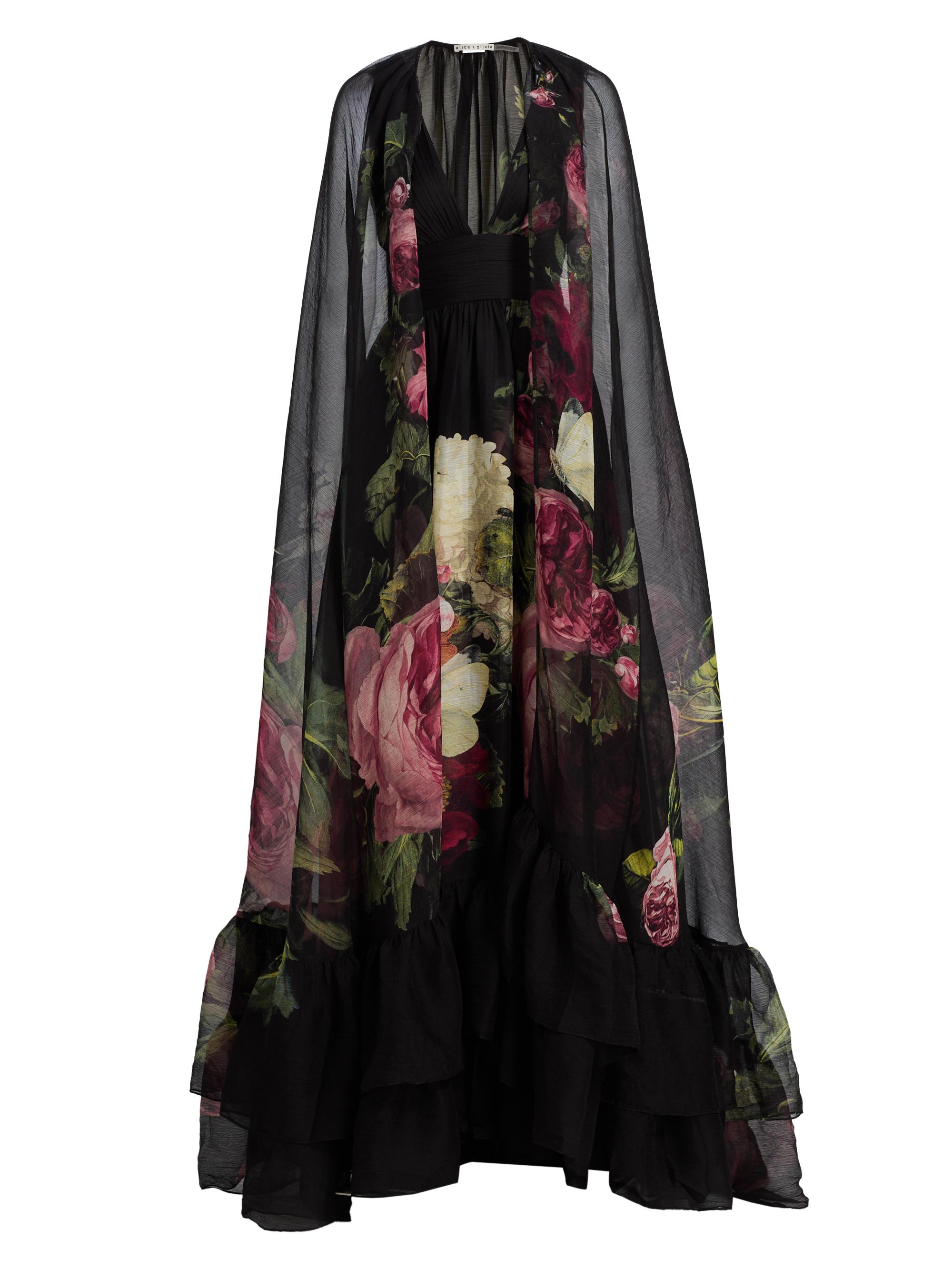 Alice + Olivia Women's Roya Floral Cape-Back Gown - Be Still