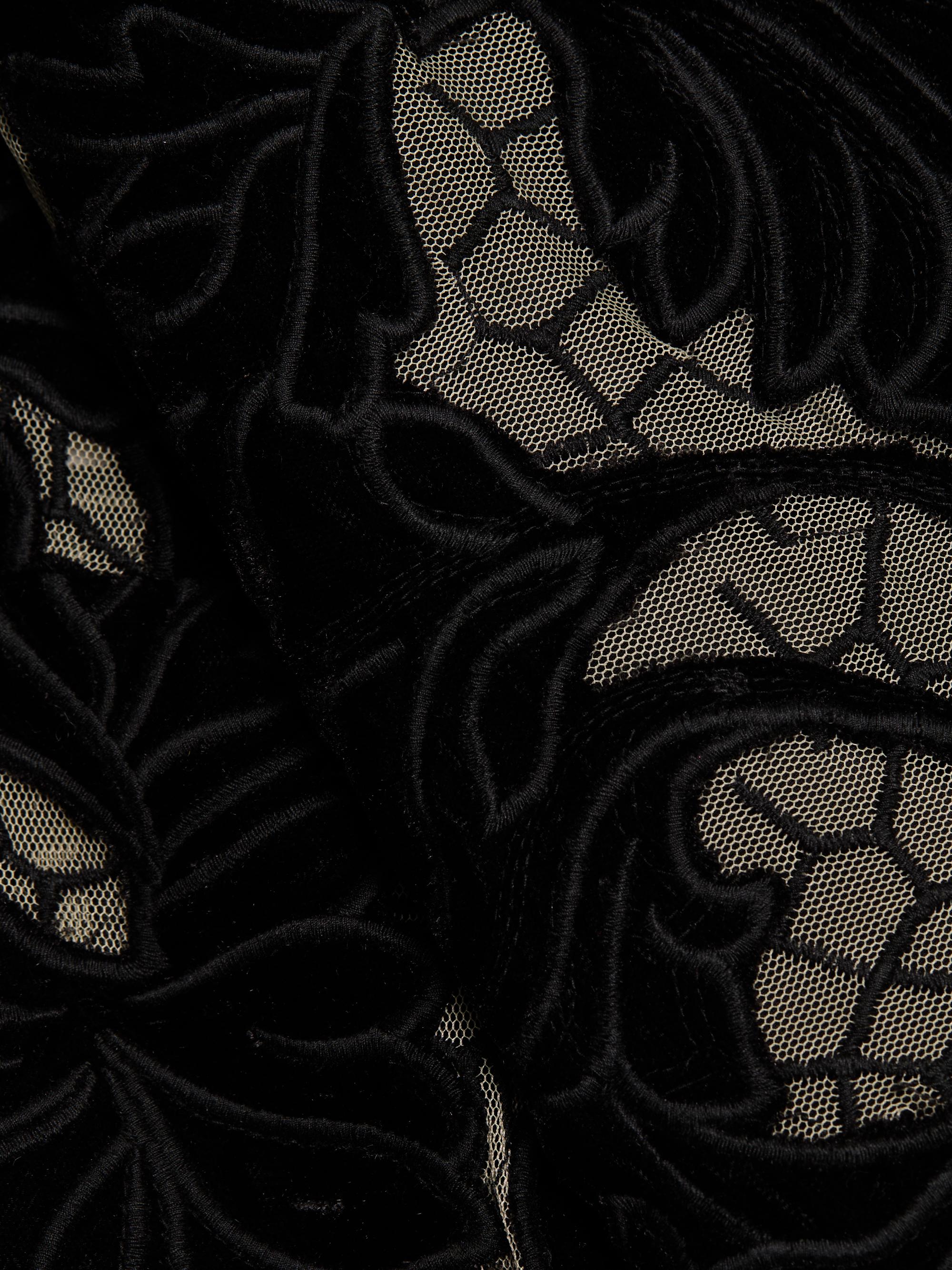 ALICE + OLIVIA Clover Velvet Floral Lace Open-Back Midi-Dress