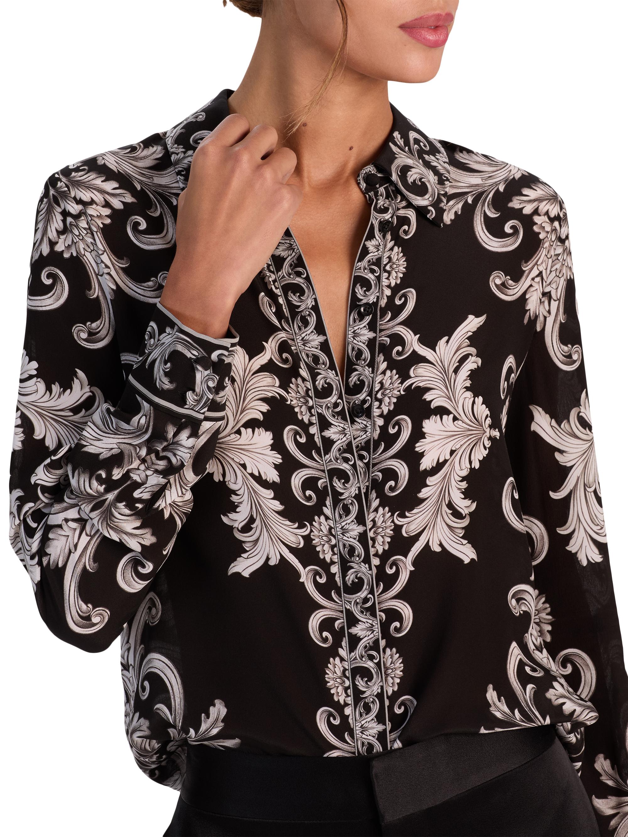 ALICE + OLIVIA Willa Printed Silk Shirt | Saks Fifth Avenue