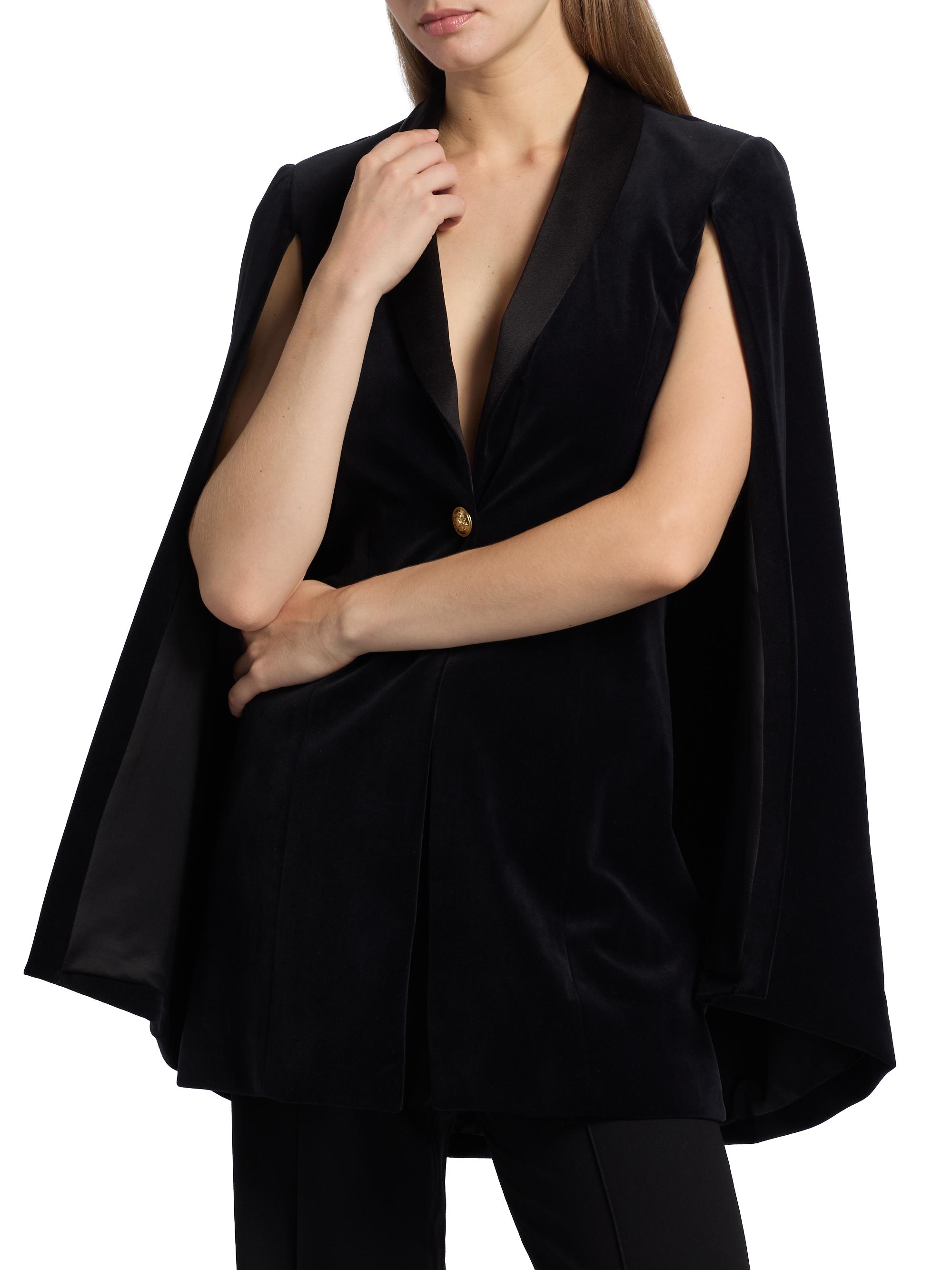 ALICE + OLIVIA Esther Velvet Blazer-Style Cape | Saks Fifth Avenue