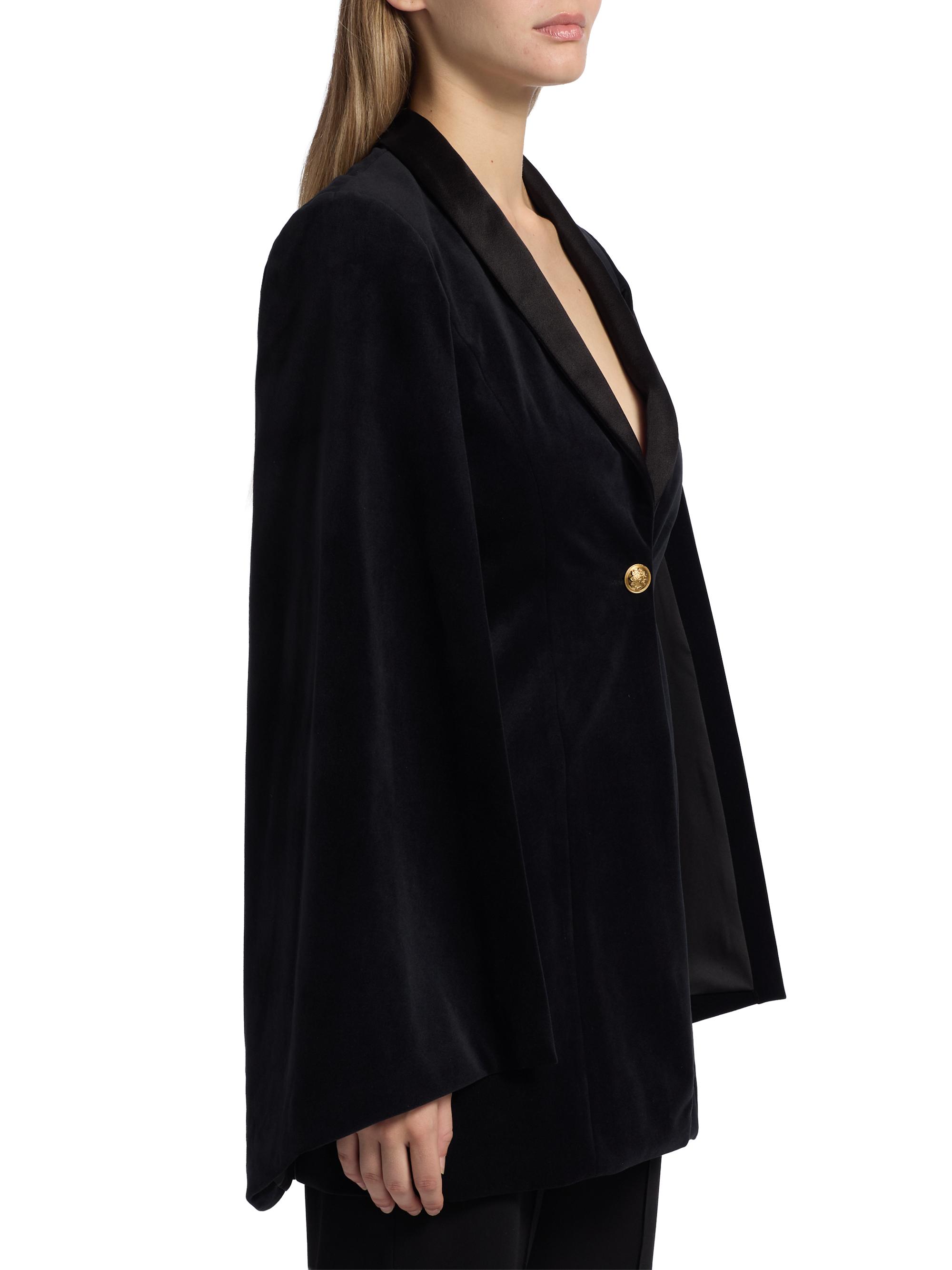 ALICE + OLIVIA Esther Velvet Blazer-Style Cape | Saks Fifth Avenue