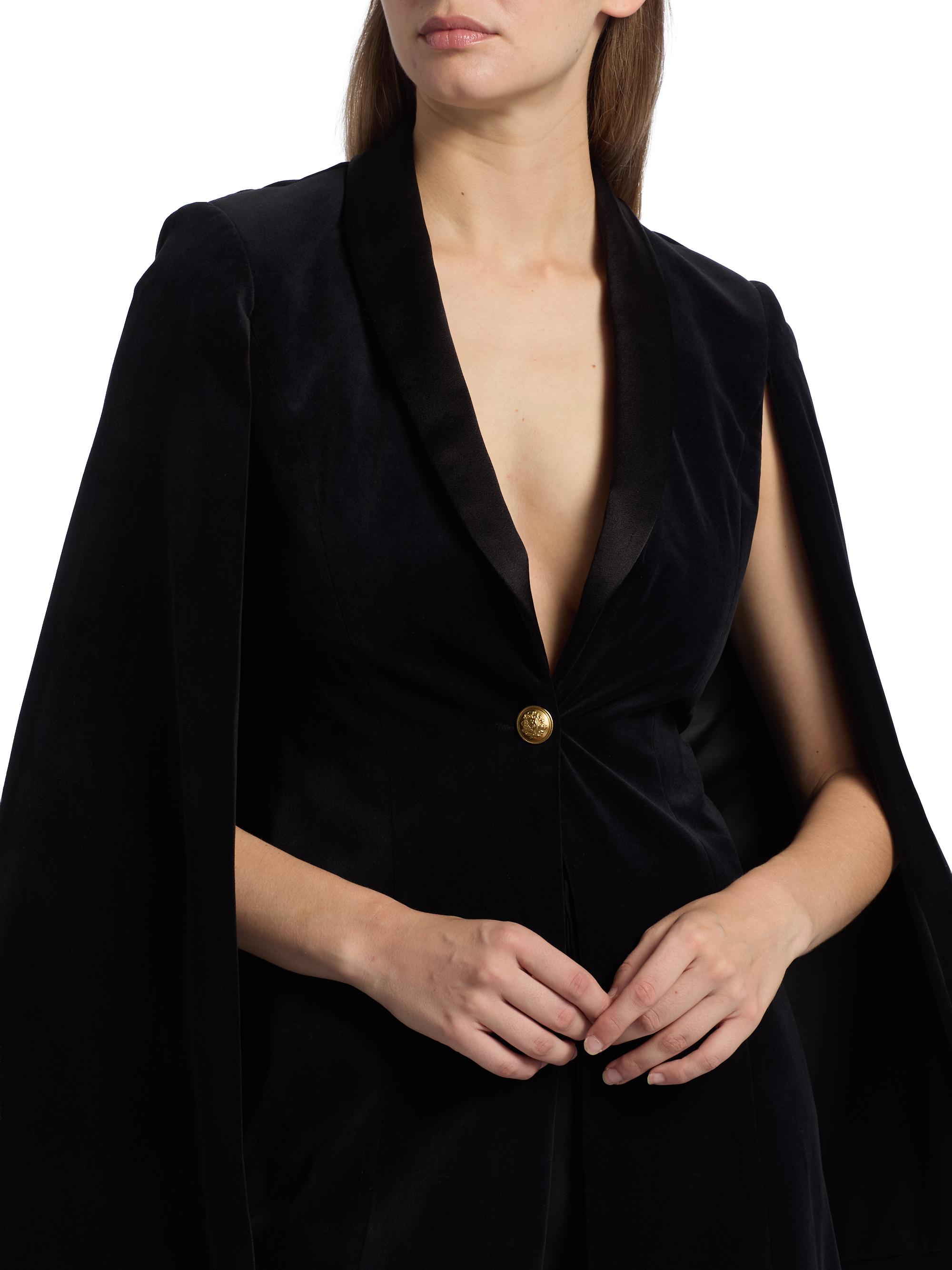 ALICE + OLIVIA Esther Velvet Blazer-Style Cape | Saks Fifth Avenue