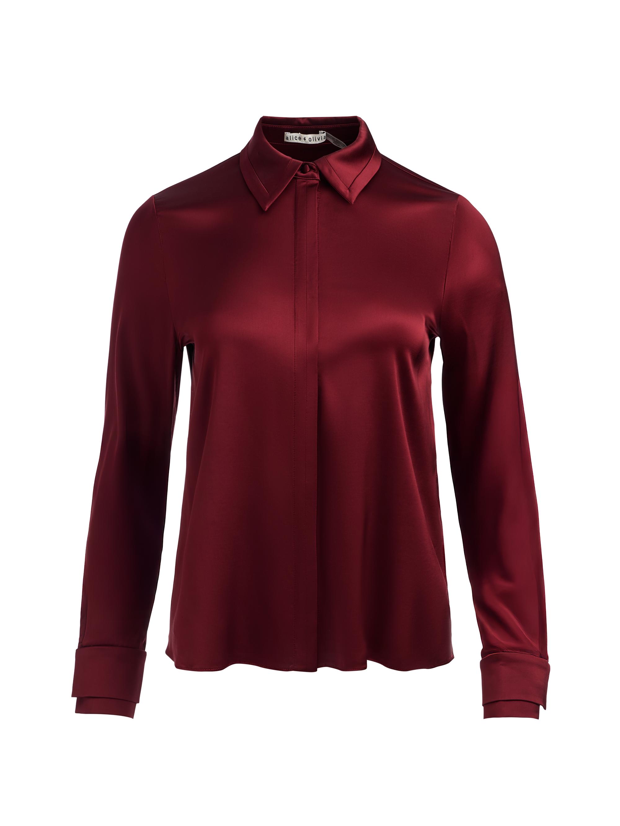 ALICE + OLIVIA Women's Willa Satin Top - Oxblood