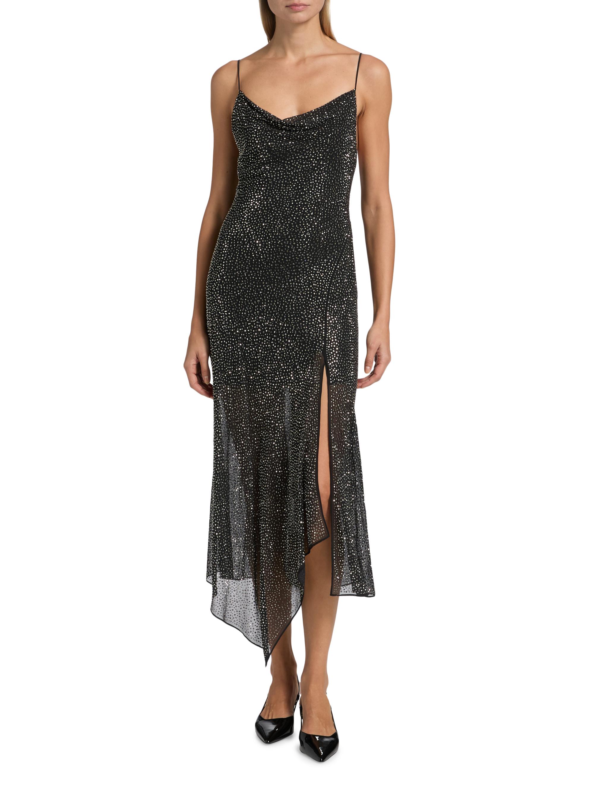 お値下げ中！アリスアンドオリビア　ロングスリットドレス ALICE + OLIVIA Harmony Embellished Asymmetric Midi-Dress | Saks