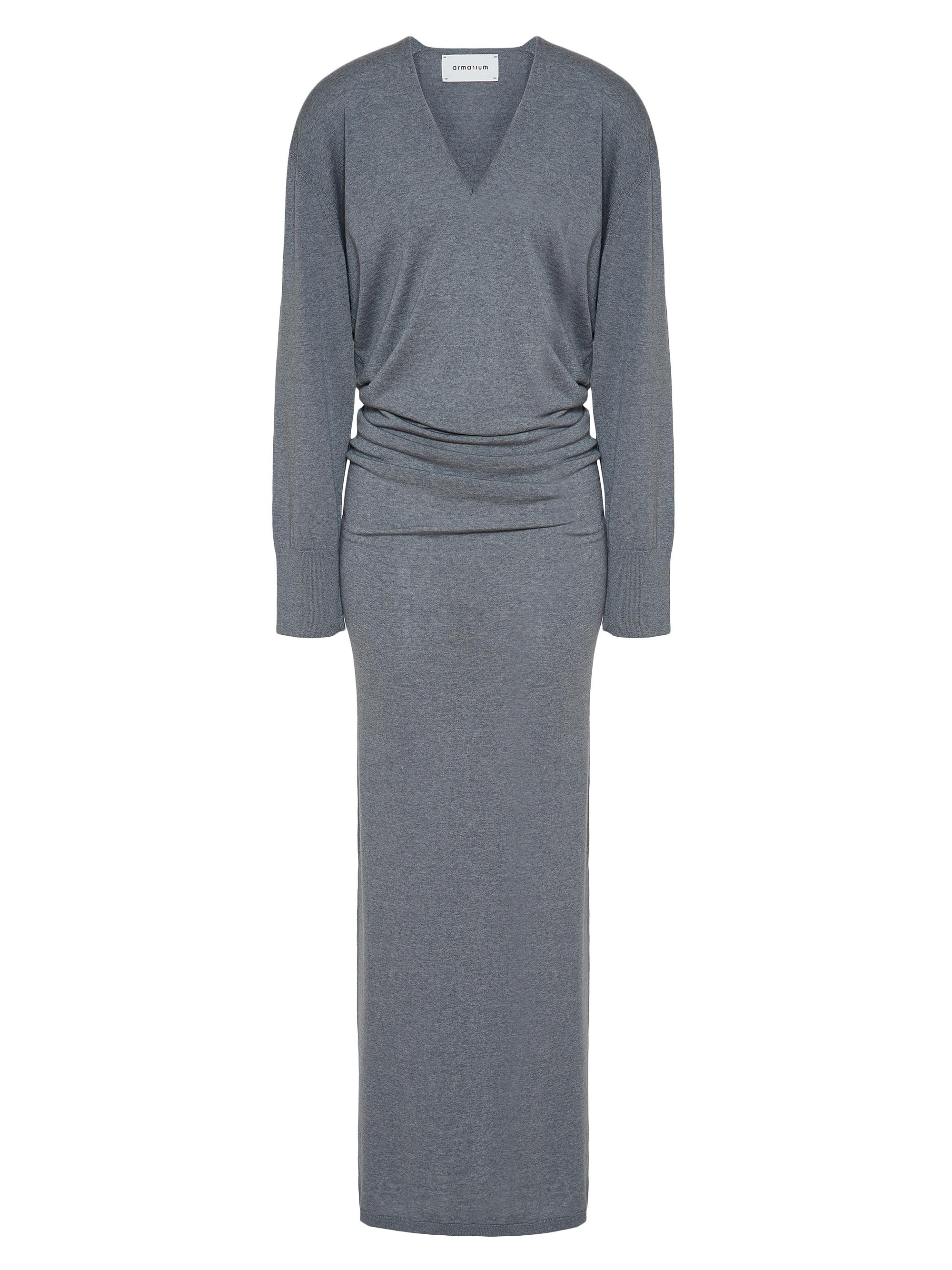Armarium Women's Elva Merino Wool-Cashmere Draped Maxi Dress - Medium Grey Melange
