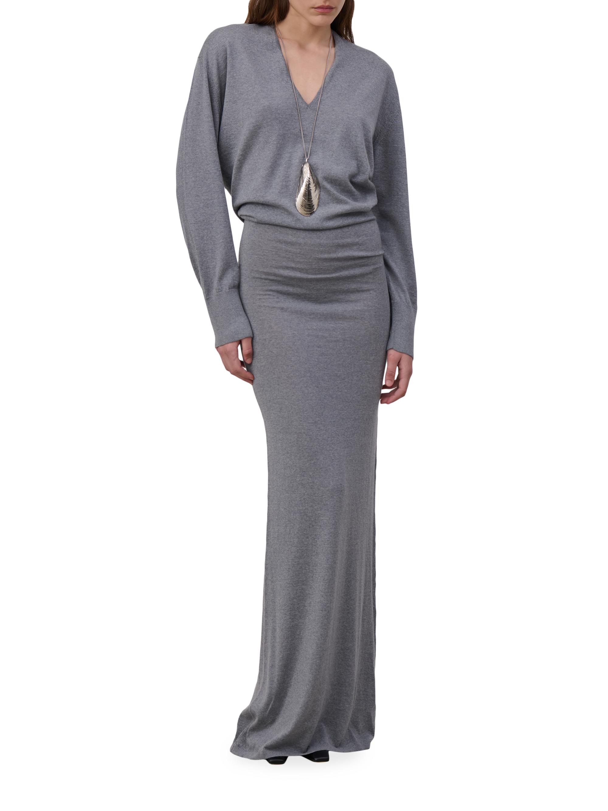 Armarium Women's Elva Merino Wool-Cashmere Draped Maxi Dress - Medium Grey Melange - Size Medium