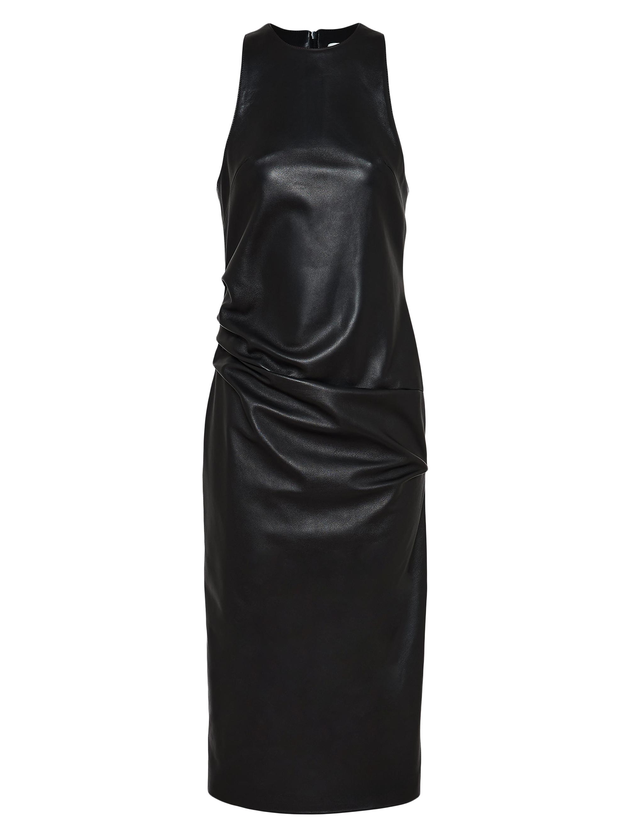 Armarium Women's Pernilla Leather Draped Midi-Dress - Black