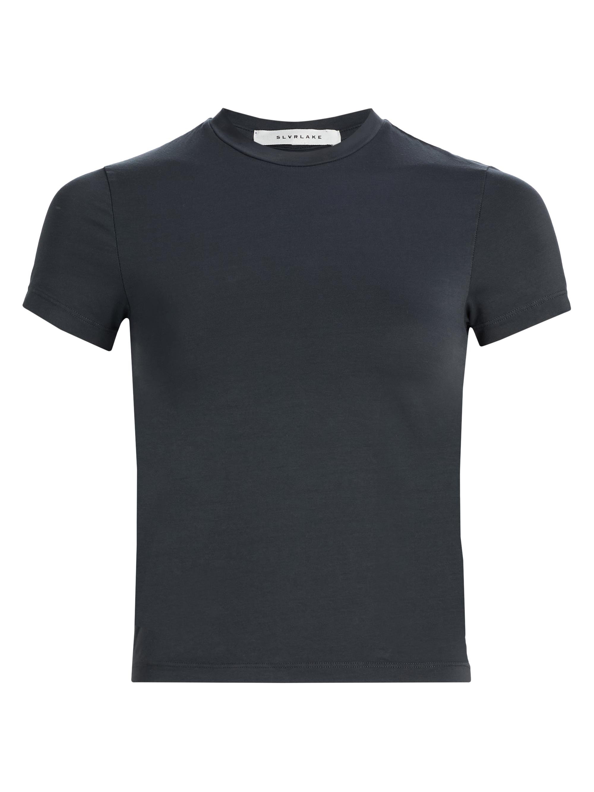 SLVRLAKE Women's Fitted Stretch-Cotton Crop T-Shirt - Washed Black